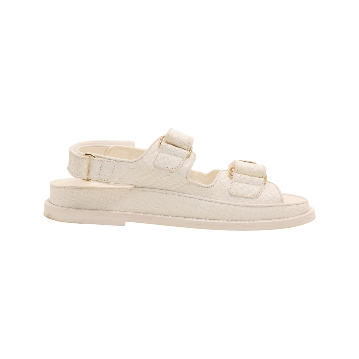 Chanel Printed Calfskin Velcro Dad Sandals (Size 37)