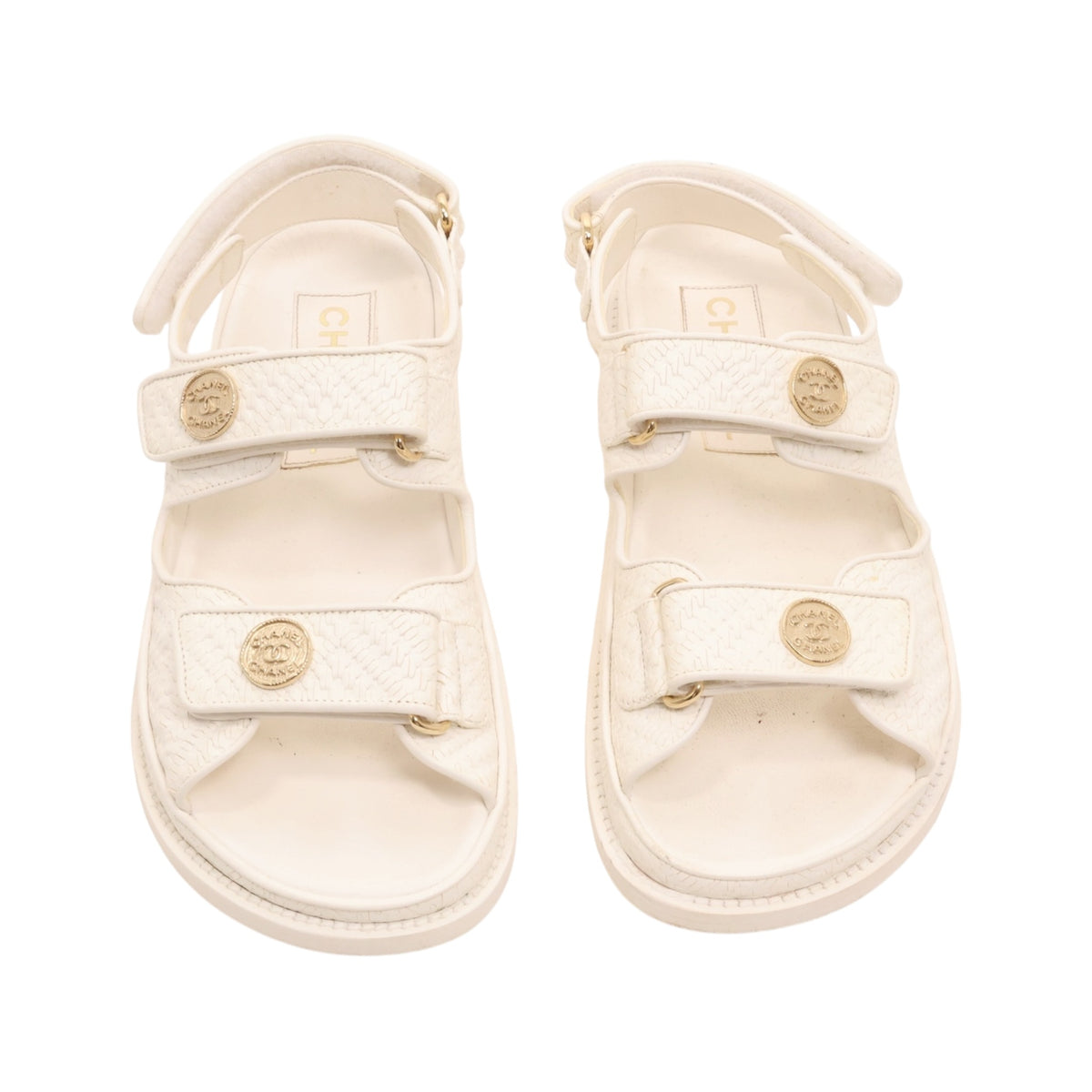 Chanel Printed Calfskin Velcro Dad Sandals (Size 37)