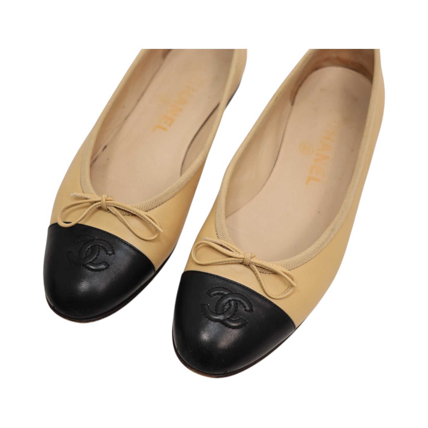 Chanel Interlocking CC Lambskin Leather Ballet Flats (Size 38)