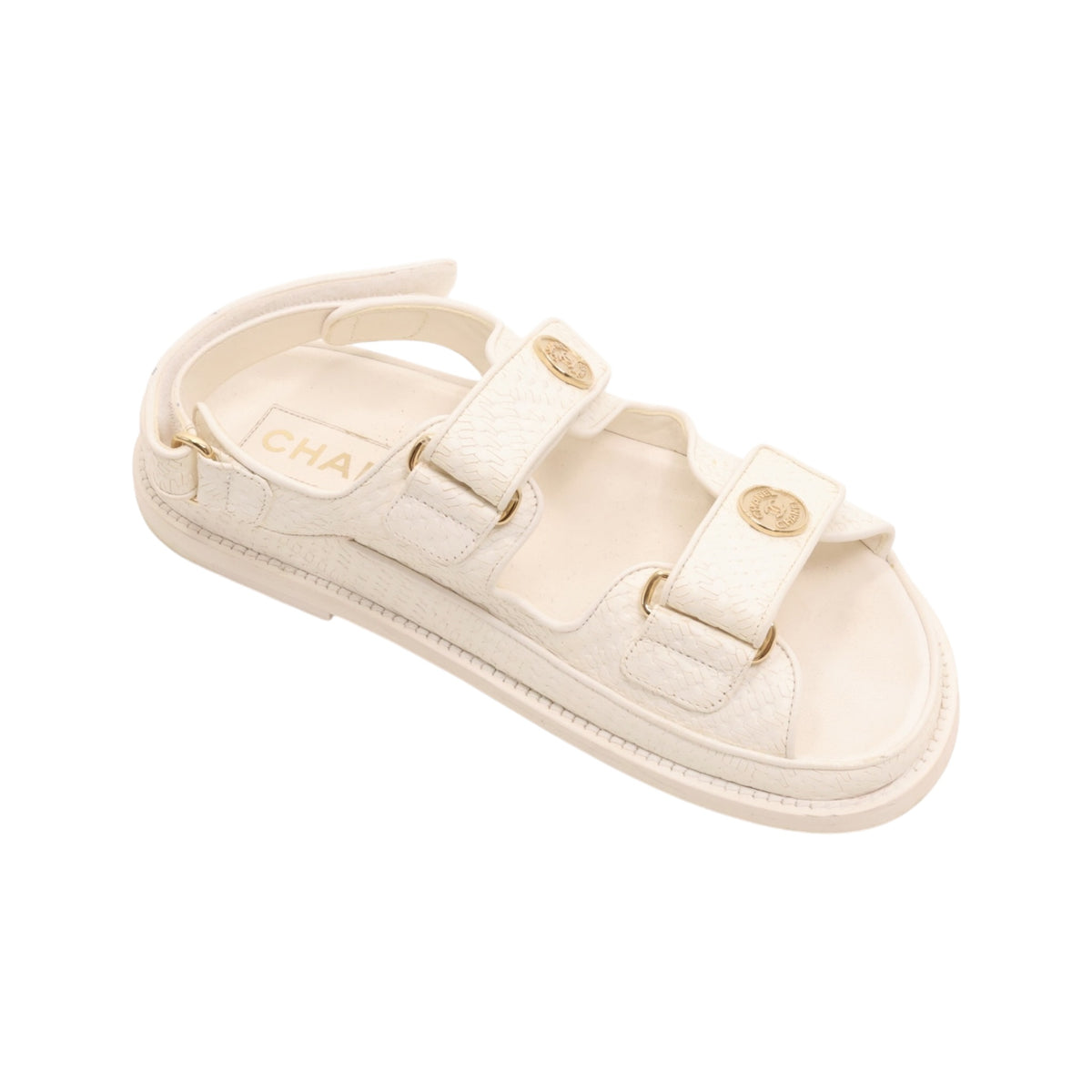Chanel Printed Calfskin Velcro Dad Sandals (Size 37)