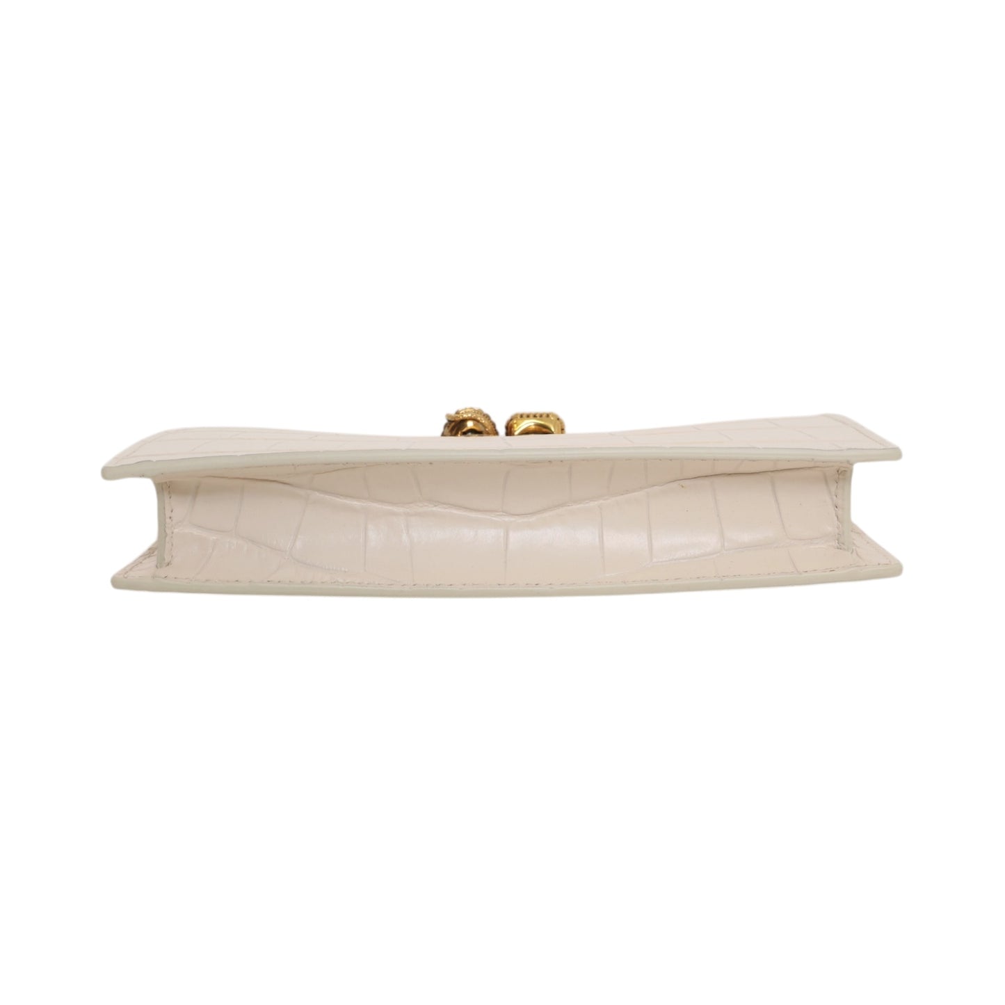 Alexander McQueen Jeweled Double Ring Crocodile-Embossed Clutch Bag