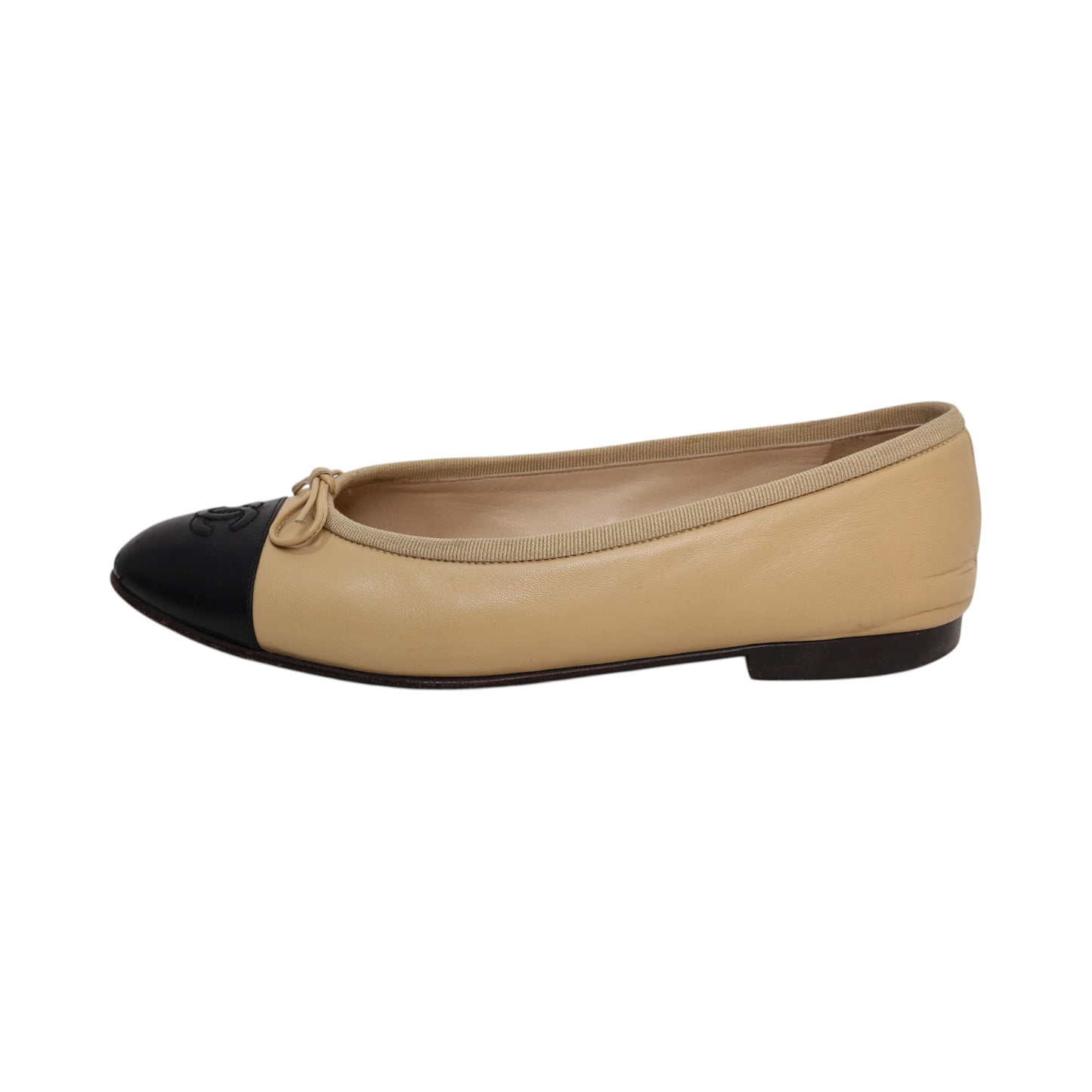 Chanel Interlocking CC Lambskin Leather Ballet Flats (Size 38)