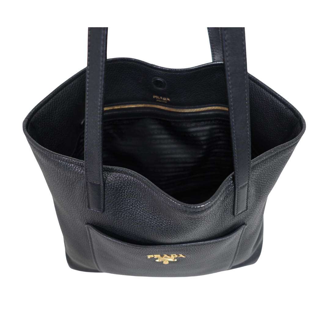 Prada Vitello Daino Leather Pocket Shopping Tote