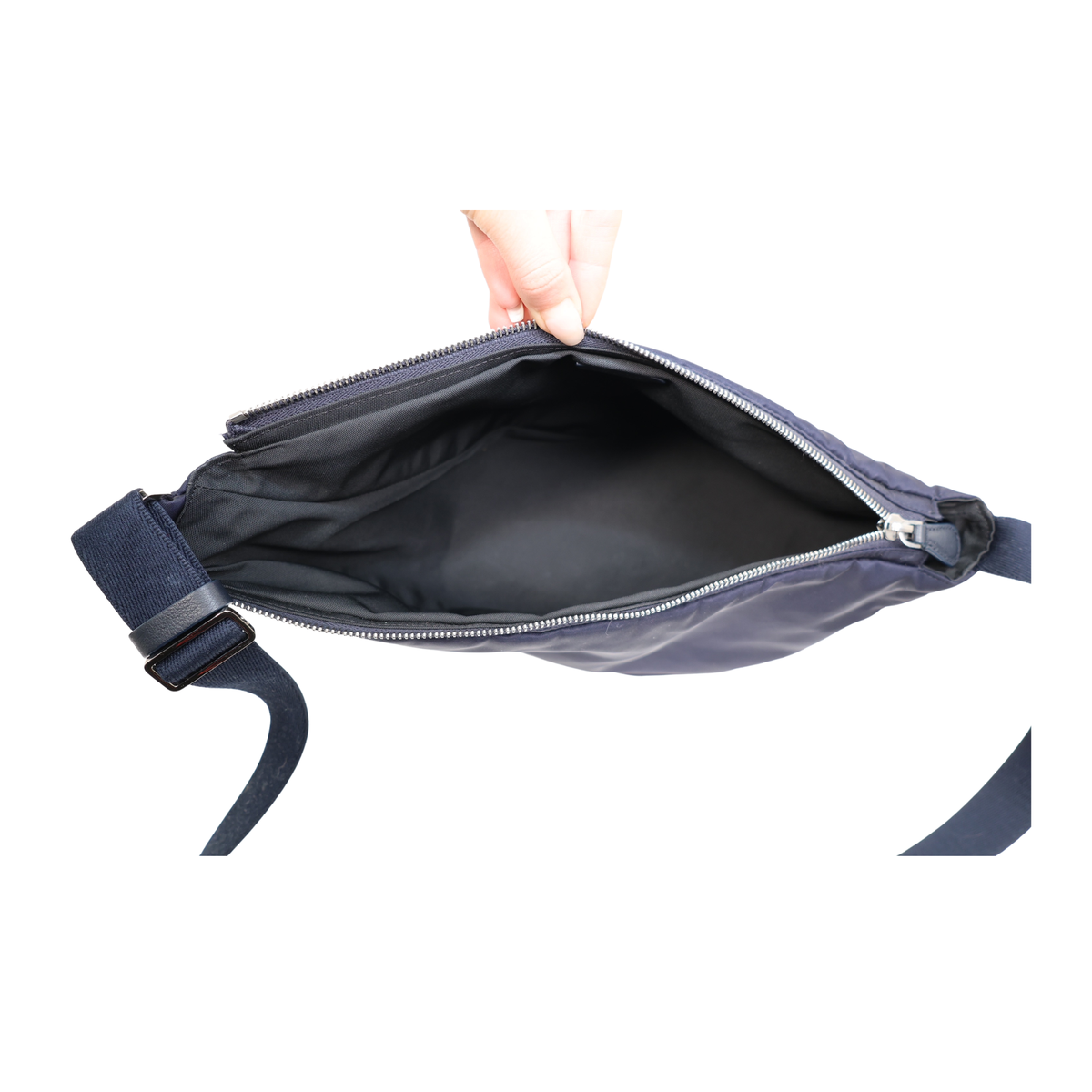 The Row Navy Slouchy Banana Bag
