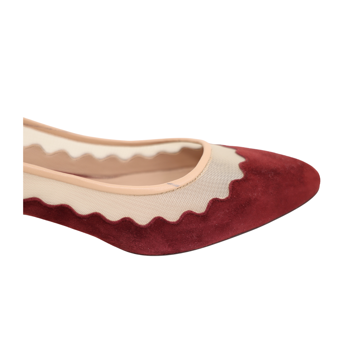 Chloe Suede & Mesh Scallop Tulle Pumps (Size 42)