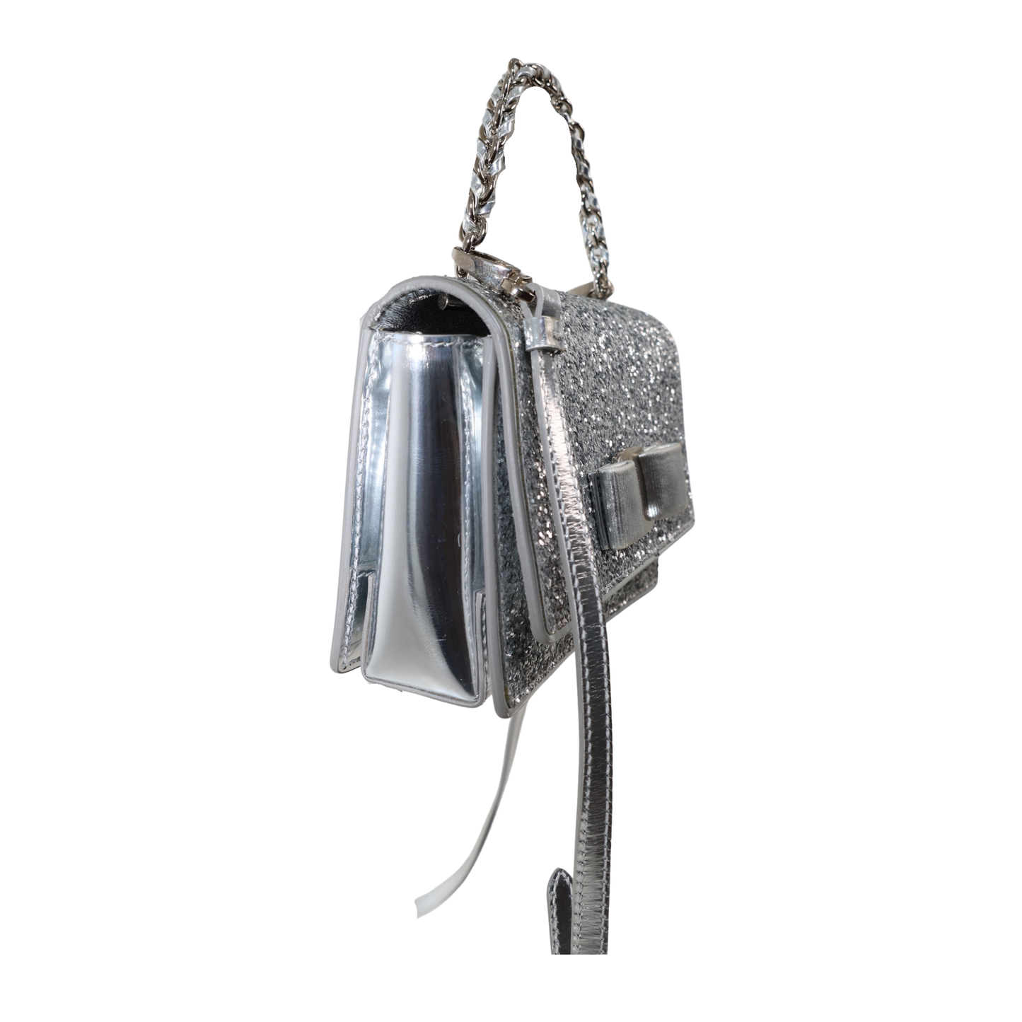 Ferragamo Mini Vara Bow Flap Glitter Crossbody Bag