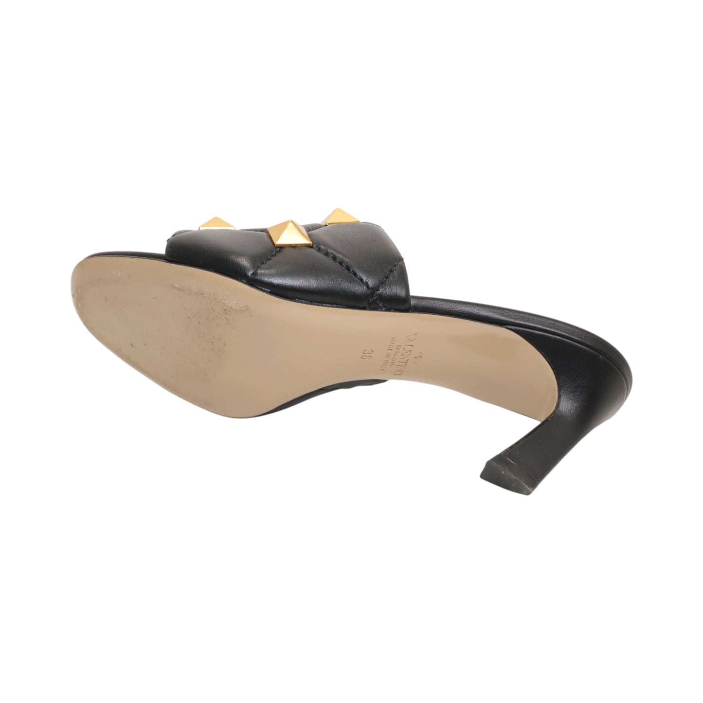 Valentino Rockstud Quilted Leather Slide Mules (Size 38)