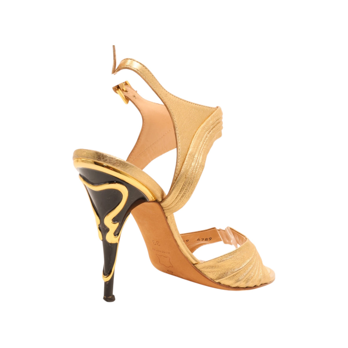 Escada Metallic Leather Slingback Sandals (Size 39)