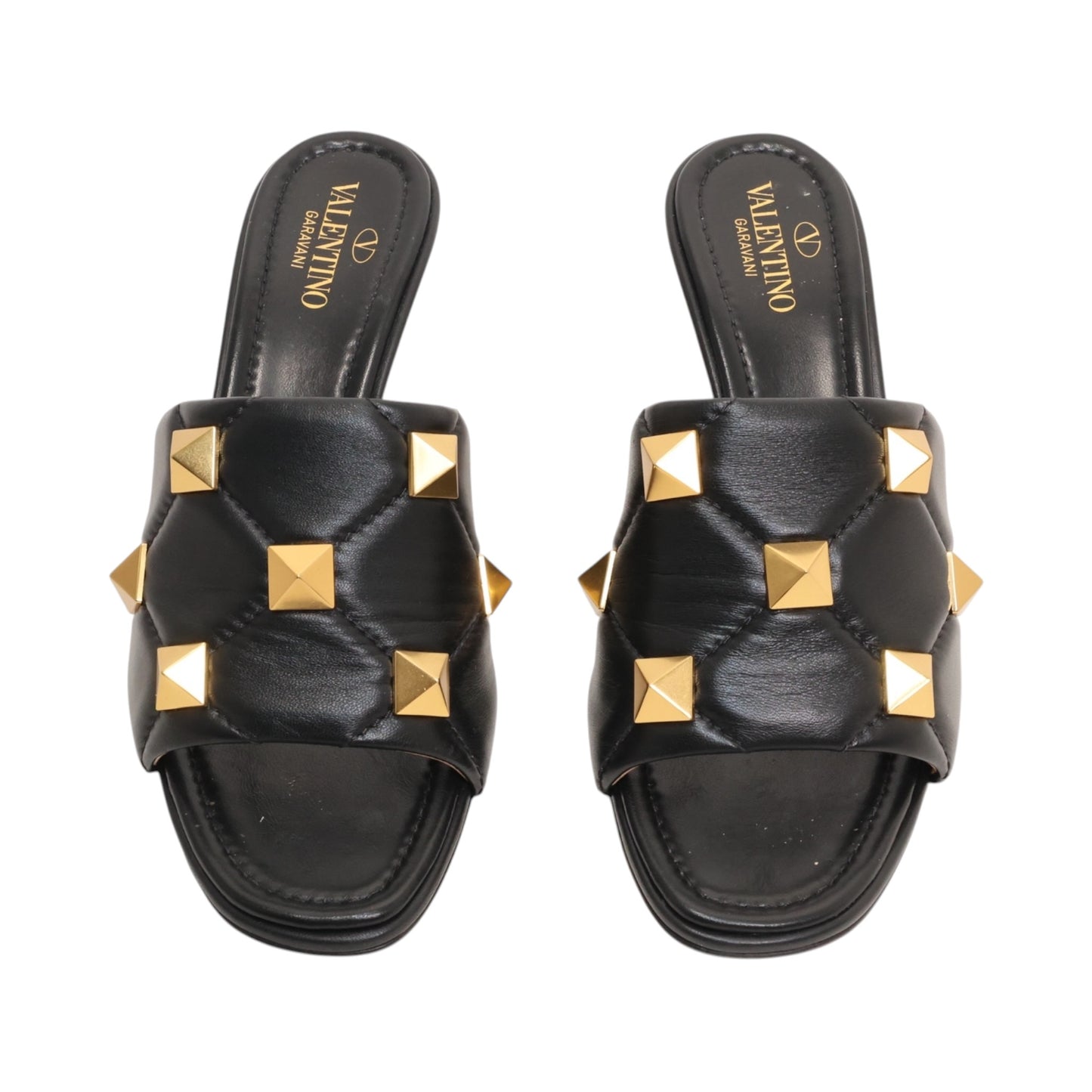 Valentino Rockstud Quilted Leather Slide Mules (Size 38)