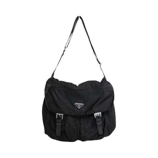 Prada Tessuto Nylon Vintage Double Pocket Messenger Bag