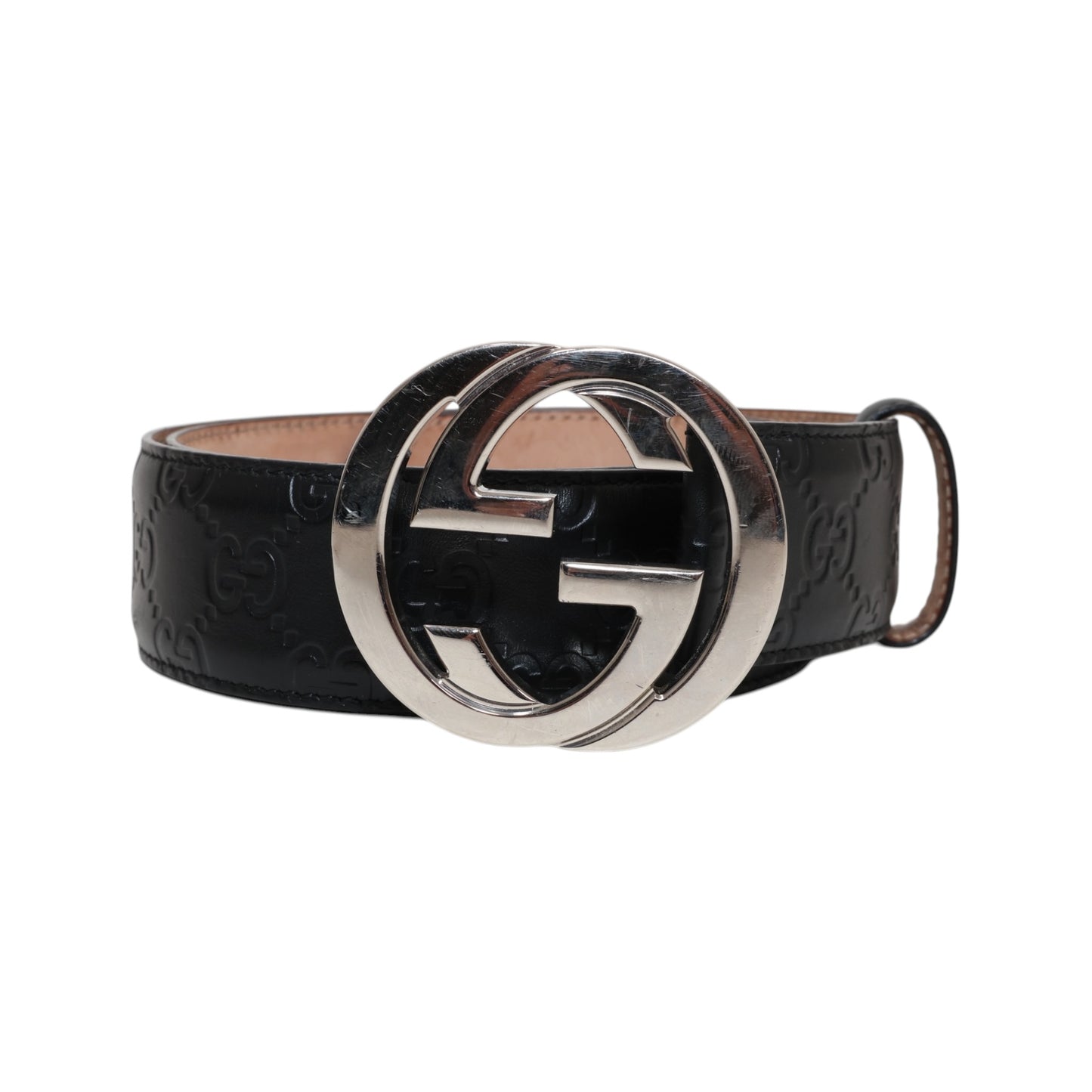 Gucci GG Leather Interlocking G Buckle Belt