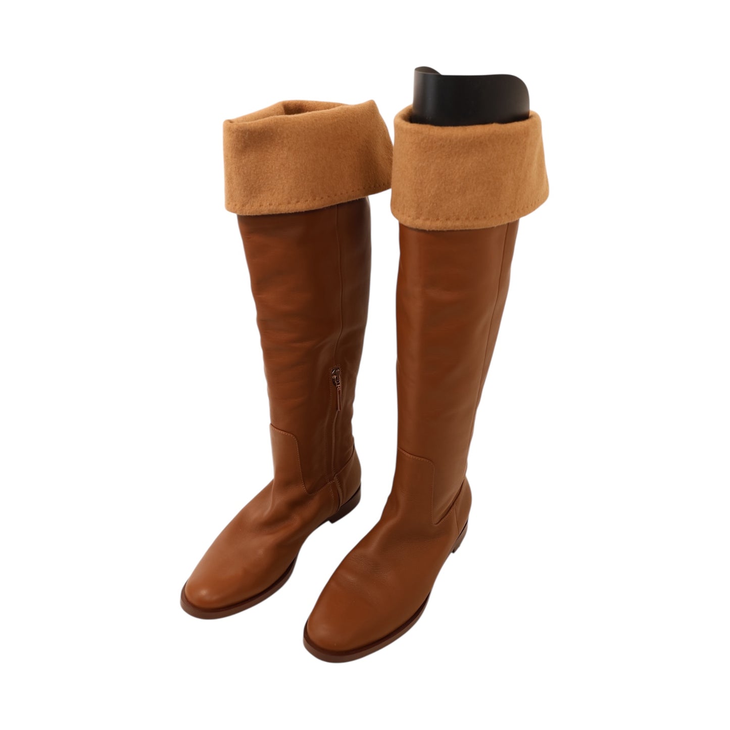 Max Mara Leather & Cashmere Knee-High Boots (Size 40)