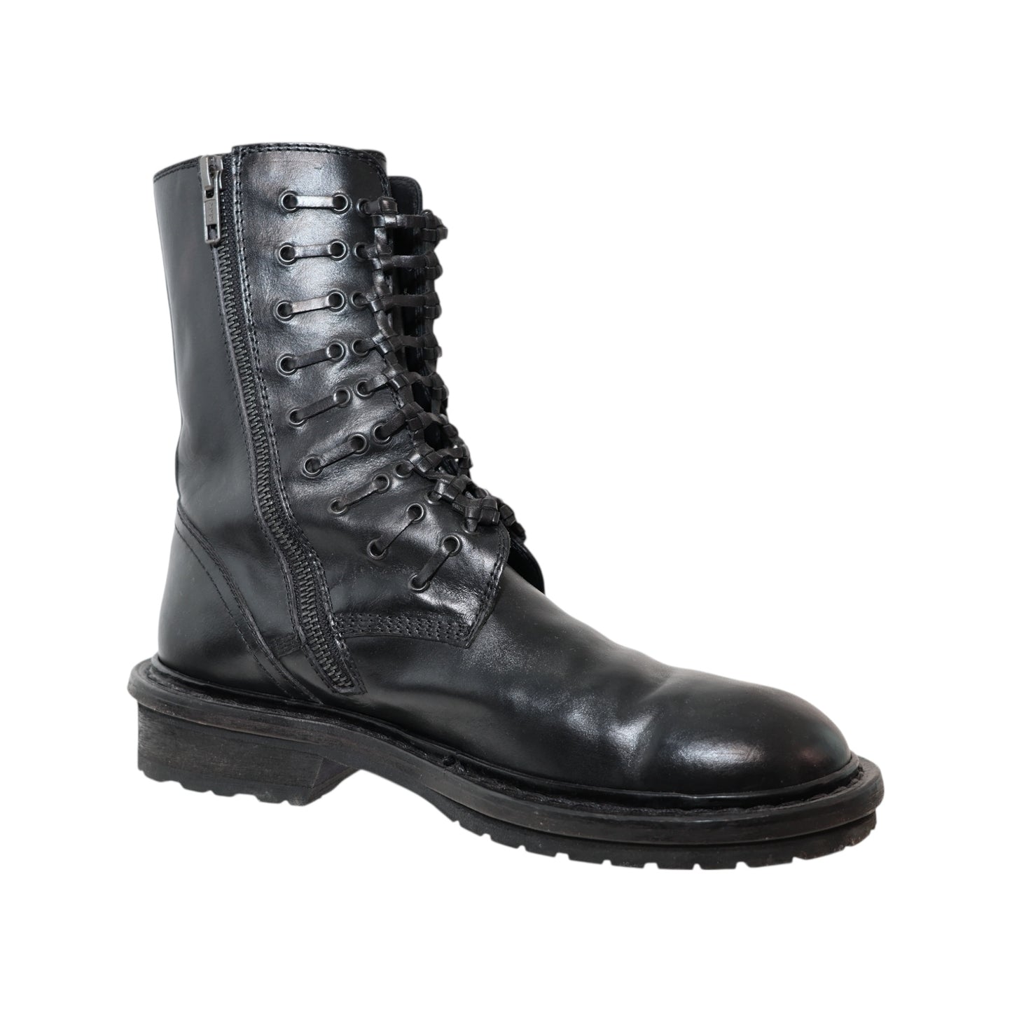 Ann Demeulemeester Knotted Leather Ankle Combat Boots (Size 39)