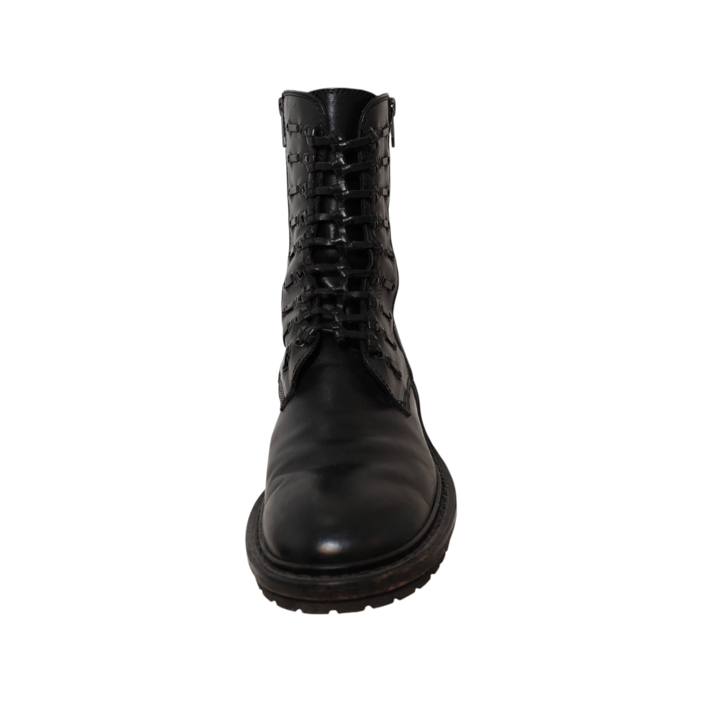 Ann Demeulemeester Knotted Leather Ankle Combat Boots (Size 39)