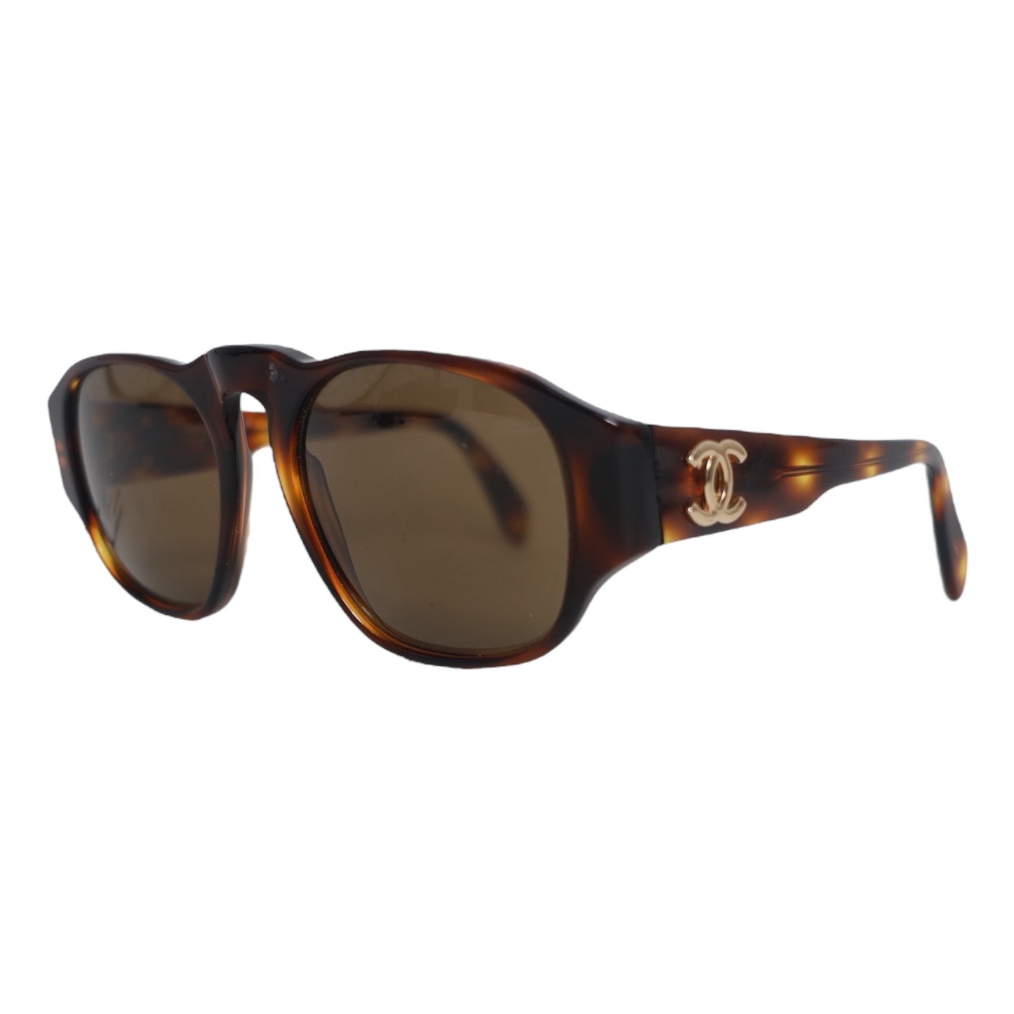 Chanel Vintage Tortoise Gold CC Sunglasses