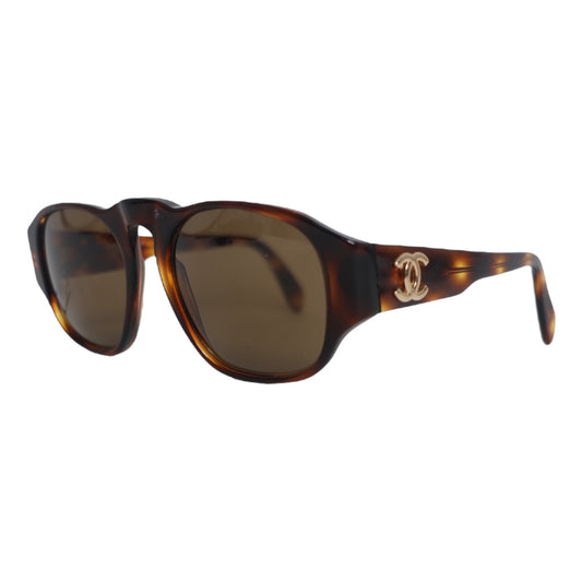 Chanel Vintage Tortoise Gold CC Sunglasses