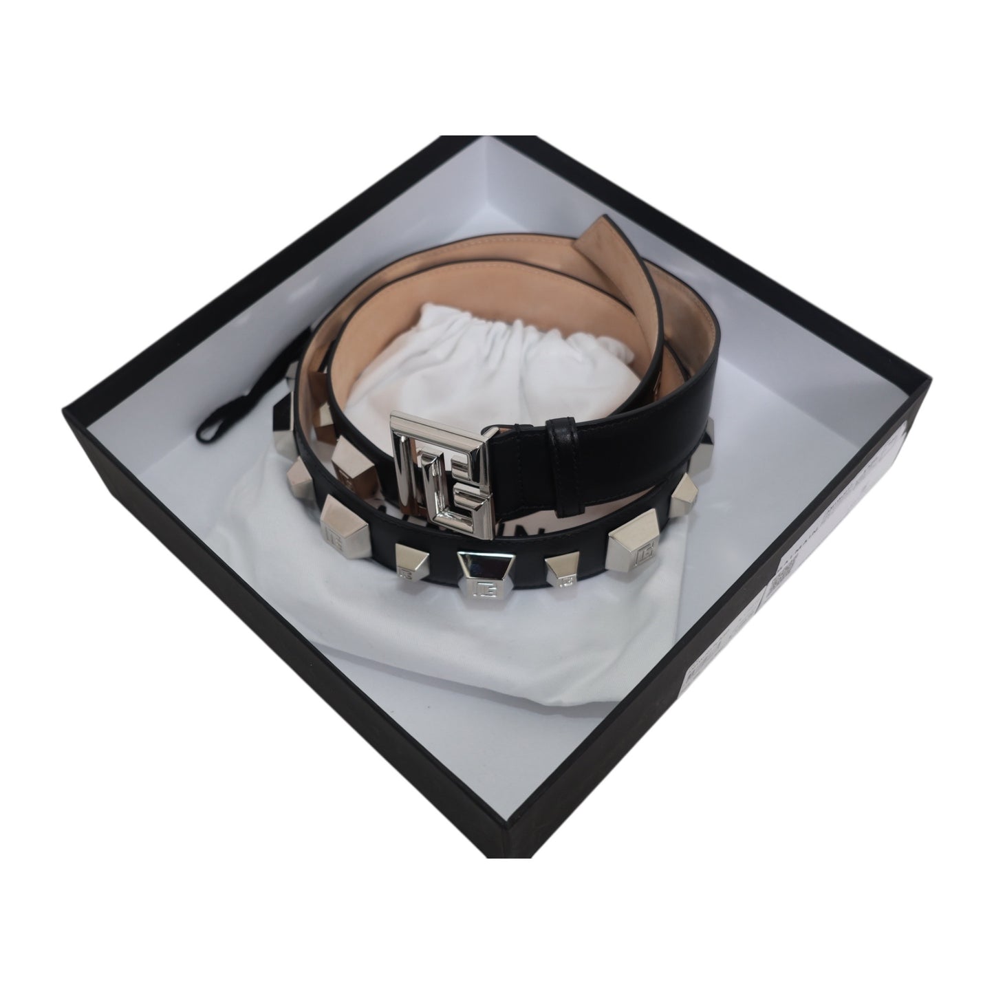 Balmain Paris Leather Studded Belt with Box