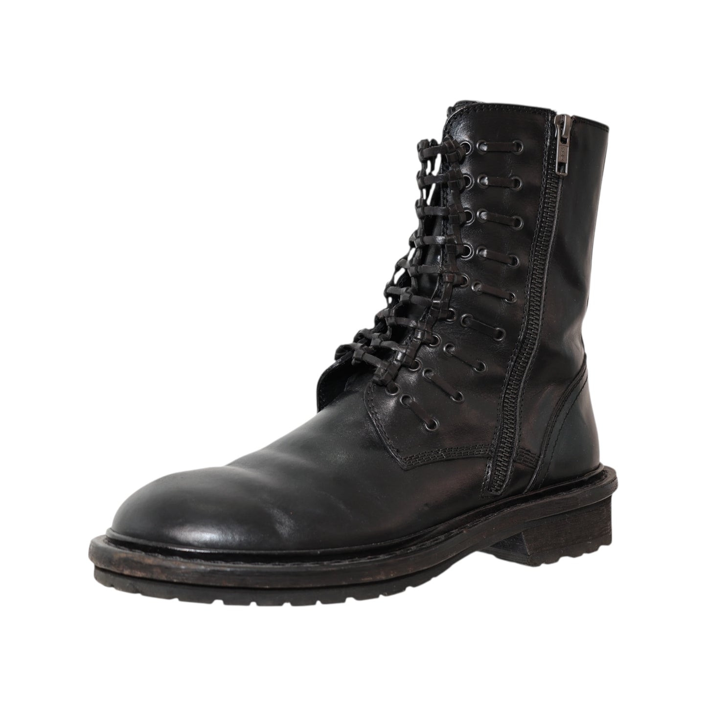 Ann Demeulemeester Knotted Leather Ankle Combat Boots (Size 39)