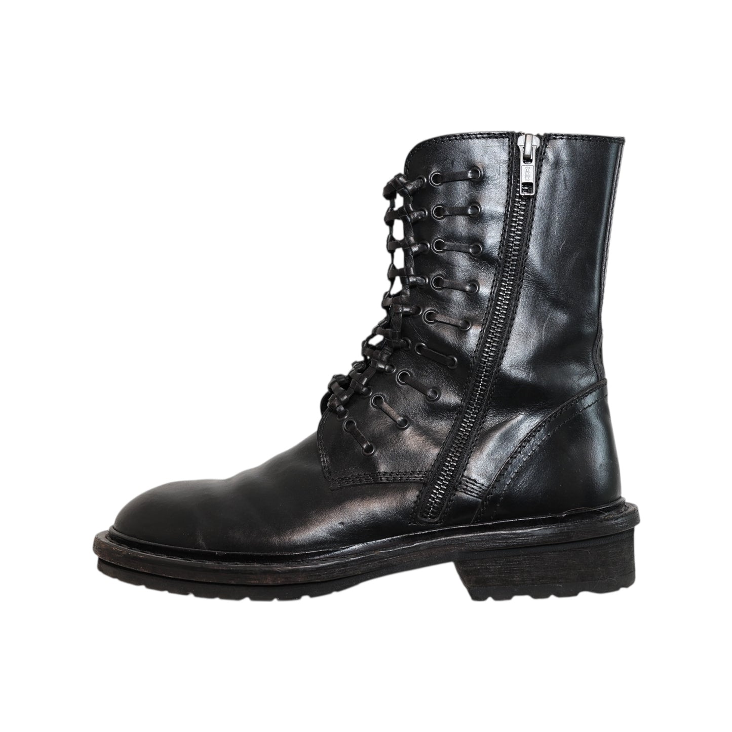 Ann Demeulemeester Knotted Leather Ankle Combat Boots (Size 39)