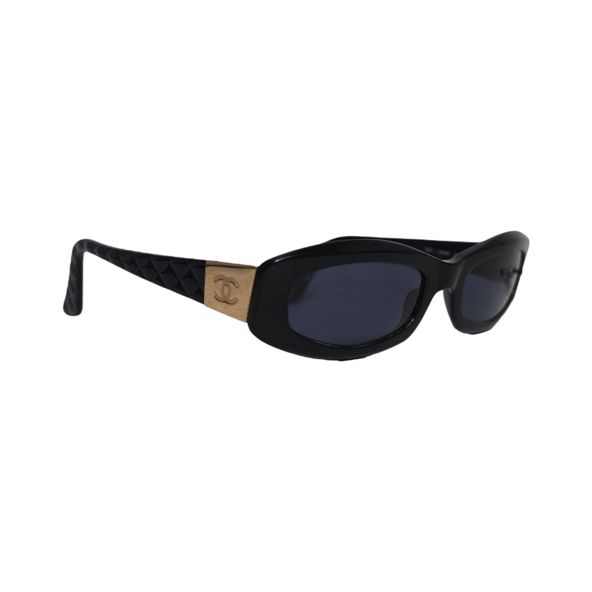 小物 CHANEL Sunglasses CC Logo Vintage Y2K Chanel Vintage Black Quilted CC Logo Rectangle Sunglasses