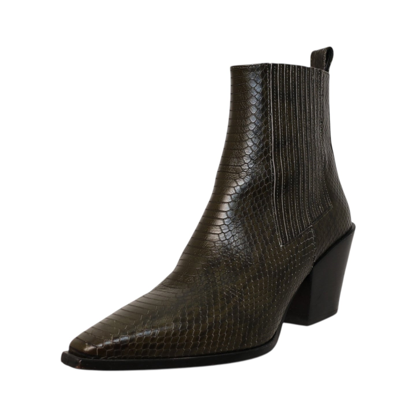 Aeyde Kate Snake Embossed Leather Booties (Size 38)