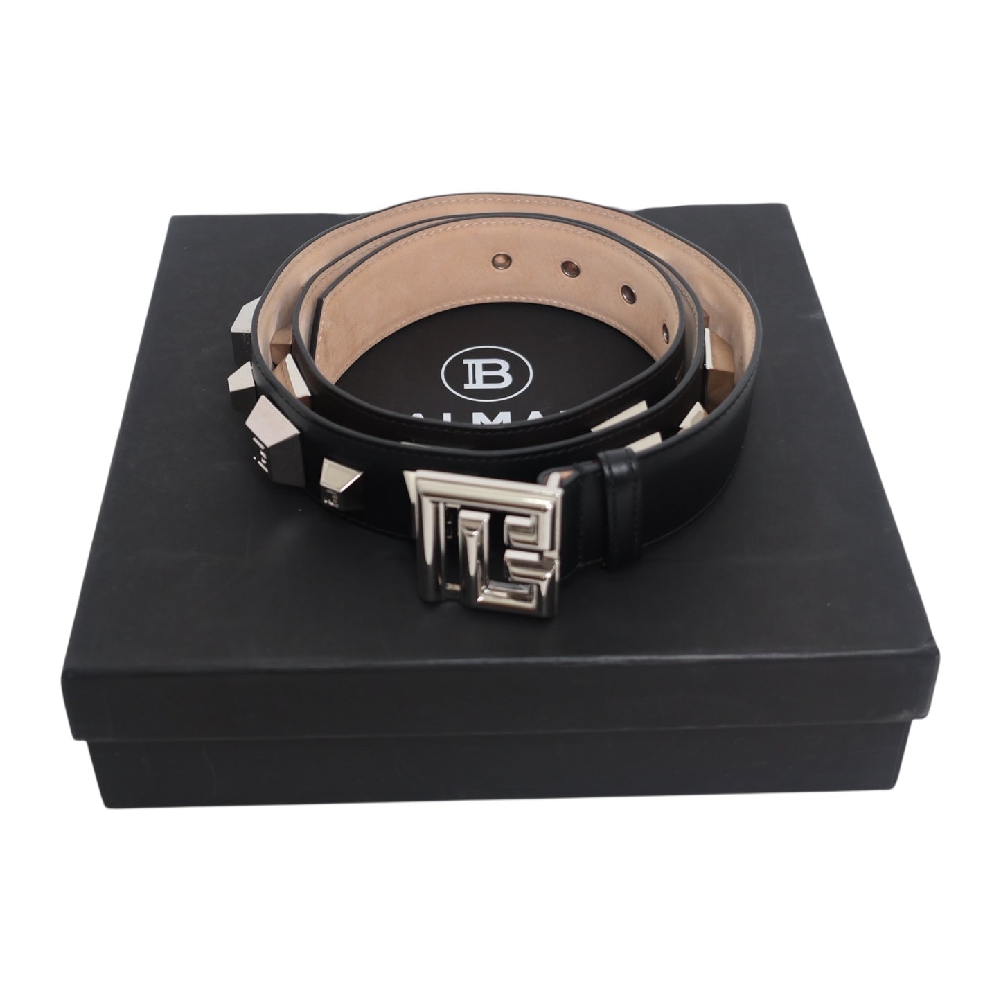 Balmain Paris Leather Studded Belt with Box