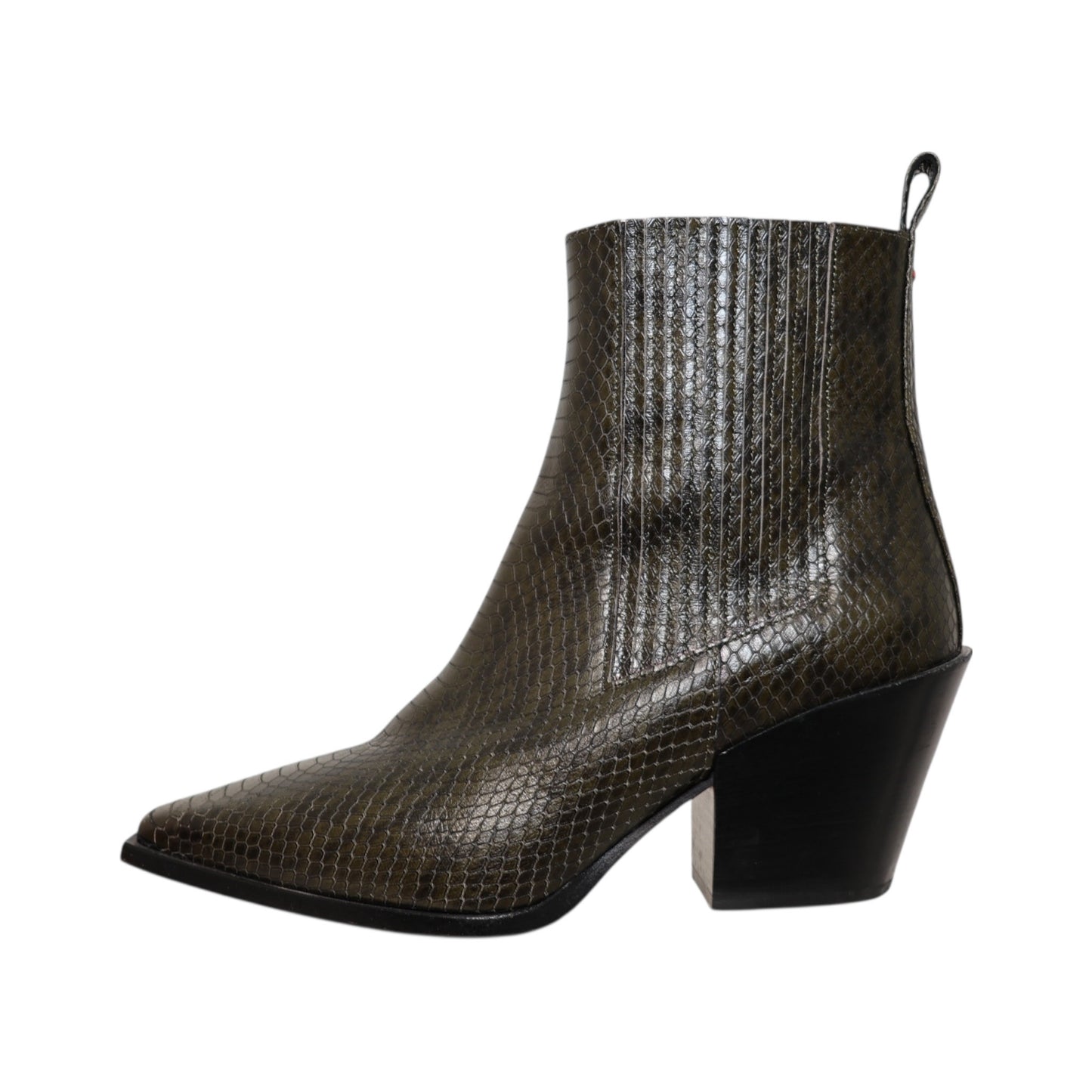Aeyde Kate Snake Embossed Leather Booties (Size 38)
