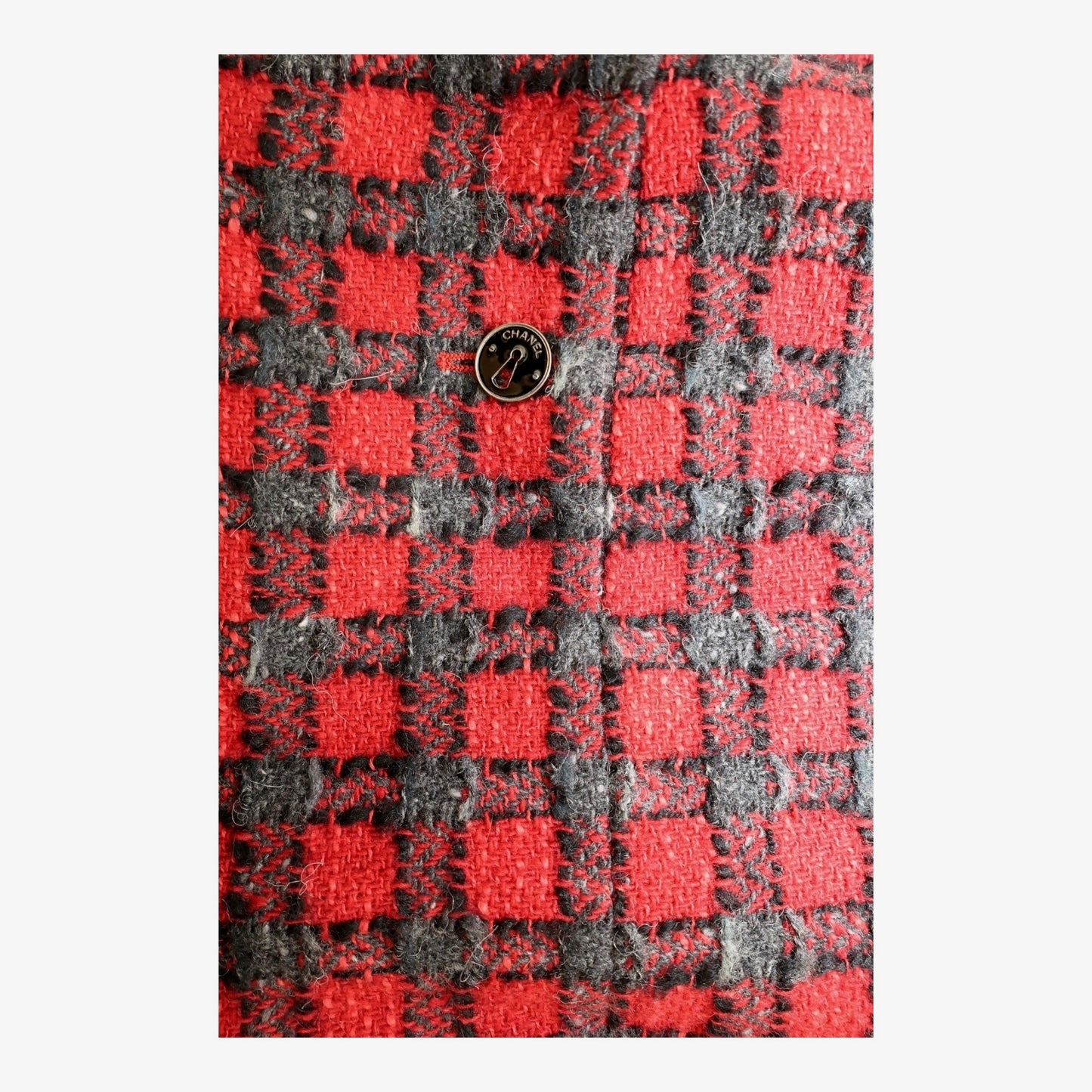 Chanel F/W 2007 High-Waisted Checkered Wool Tweed Midi Skirt