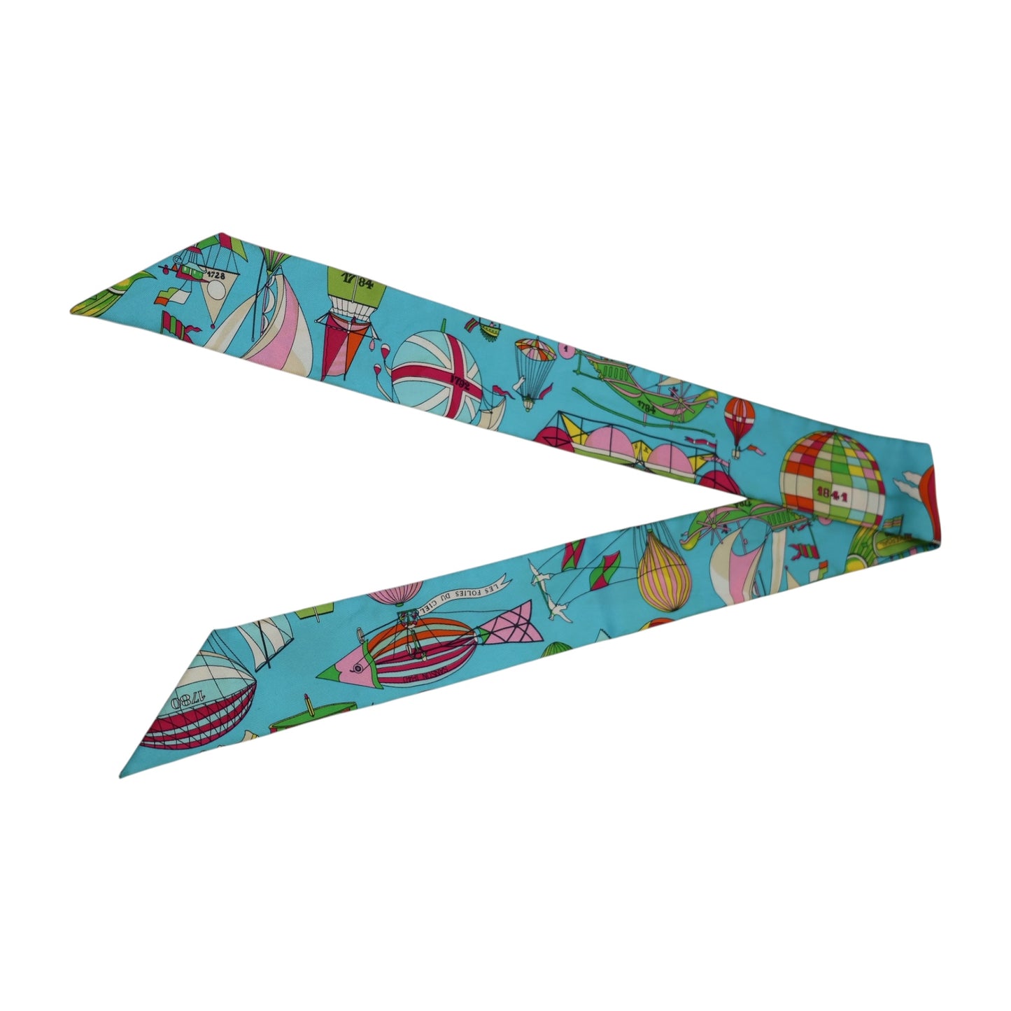 Hermès Les Folies du Ciel Silk Twilly Scarf
