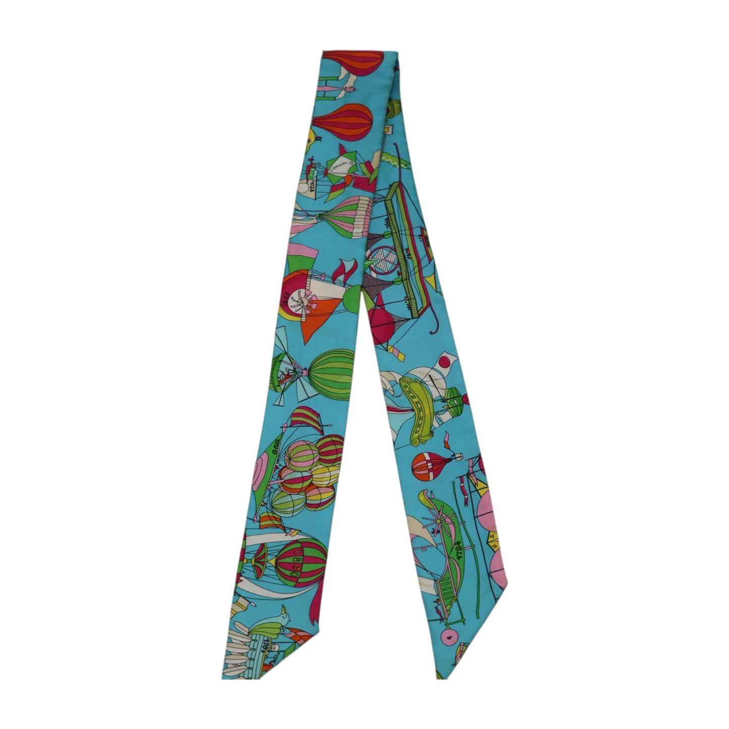 Hermès Les Folies du Ciel Silk Twilly Scarf