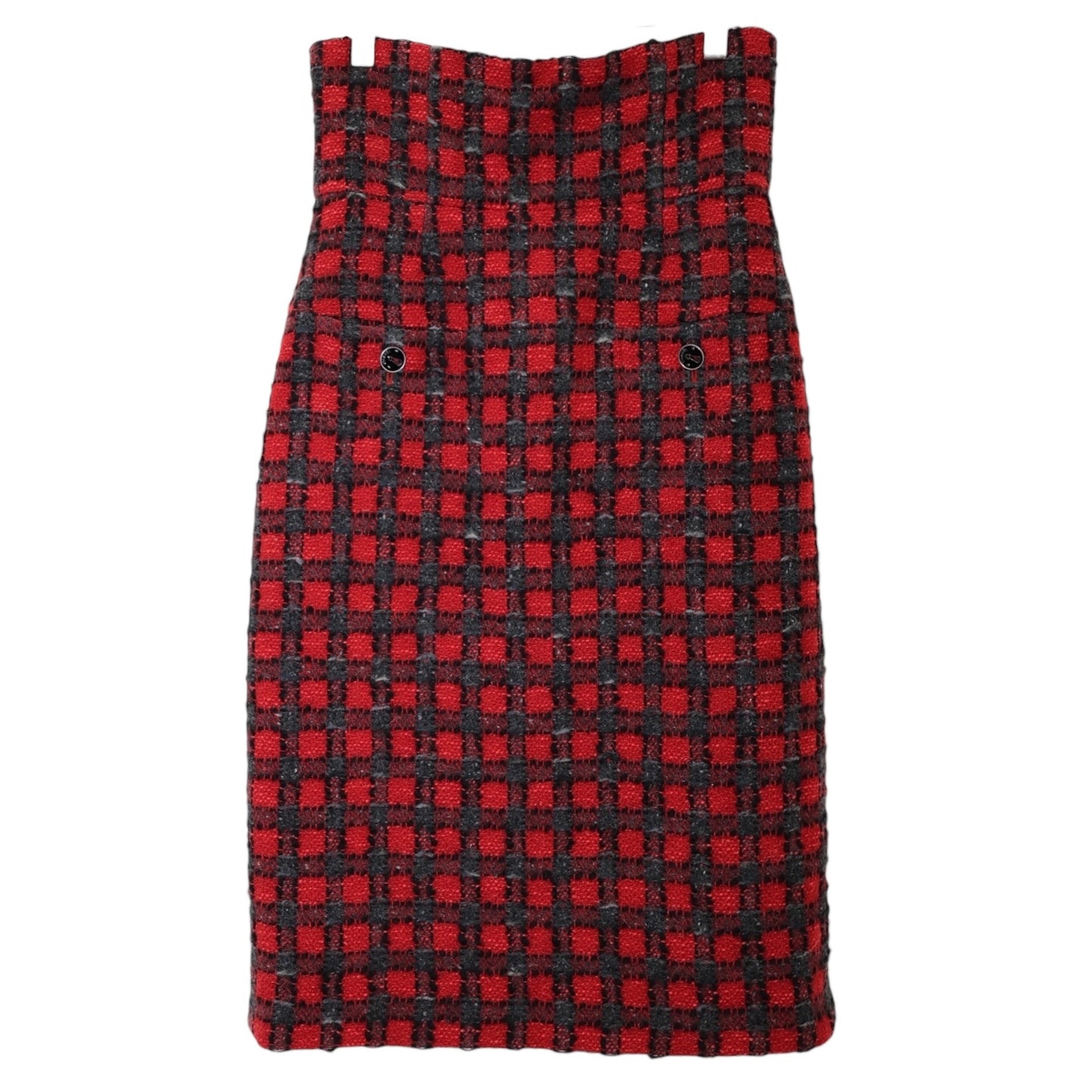Chanel F/W 2007 High-Waisted Checkered Wool Tweed Midi Skirt