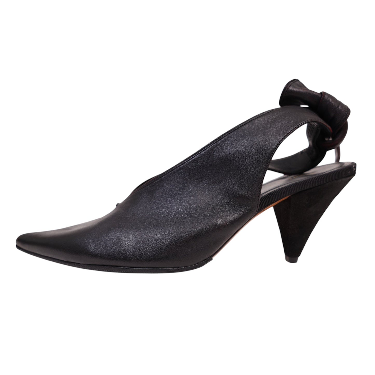 Celine Paris V-Neck Leather Slingback (Size 37)