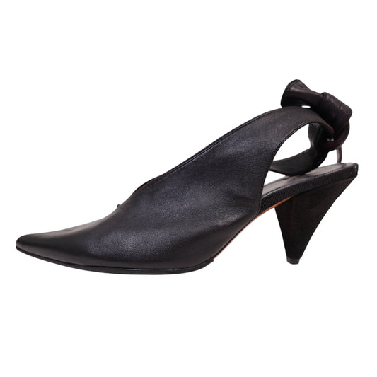 Celine Paris V-Neck Leather Slingback (Size 37)