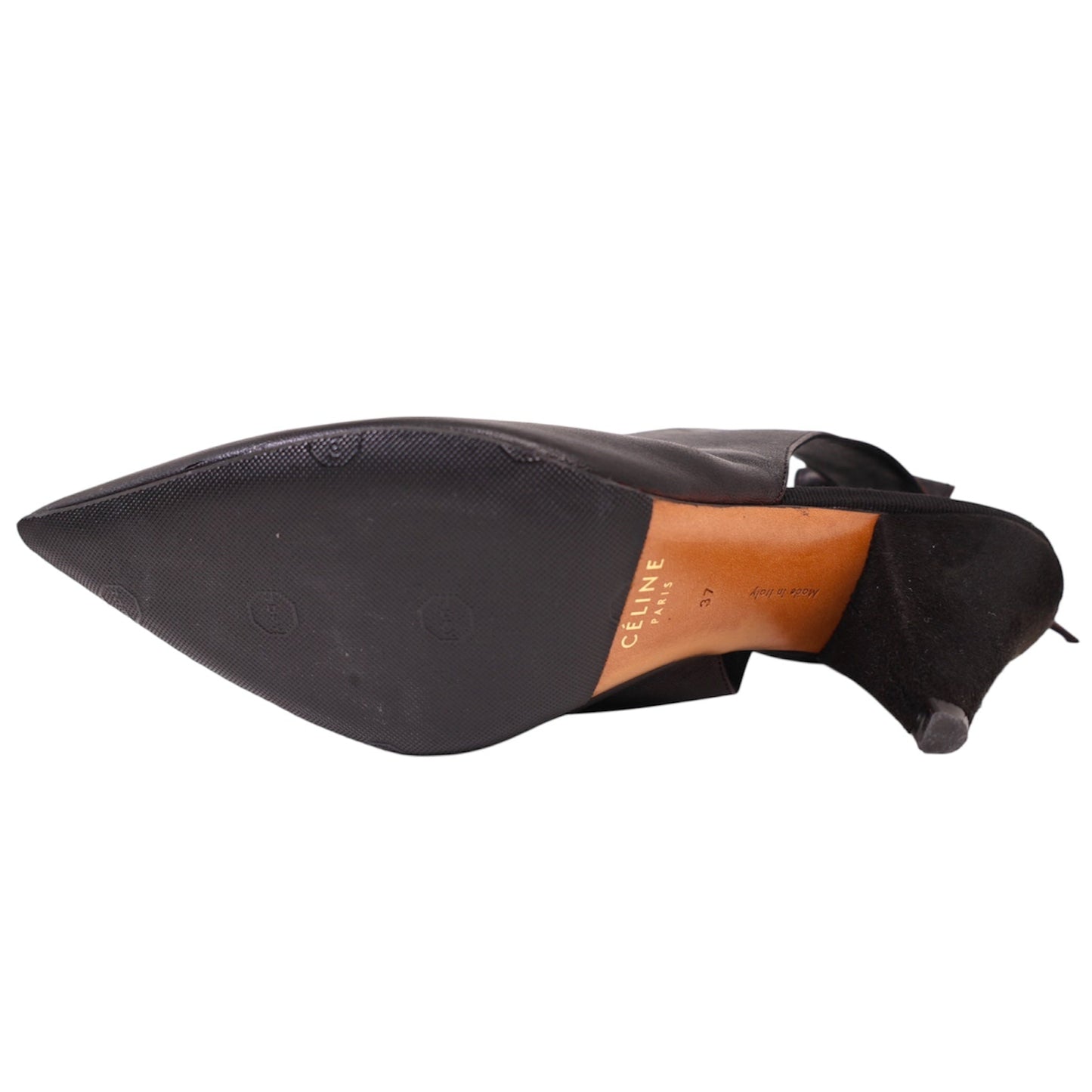 Celine Paris V-Neck Leather Slingback (Size 37)