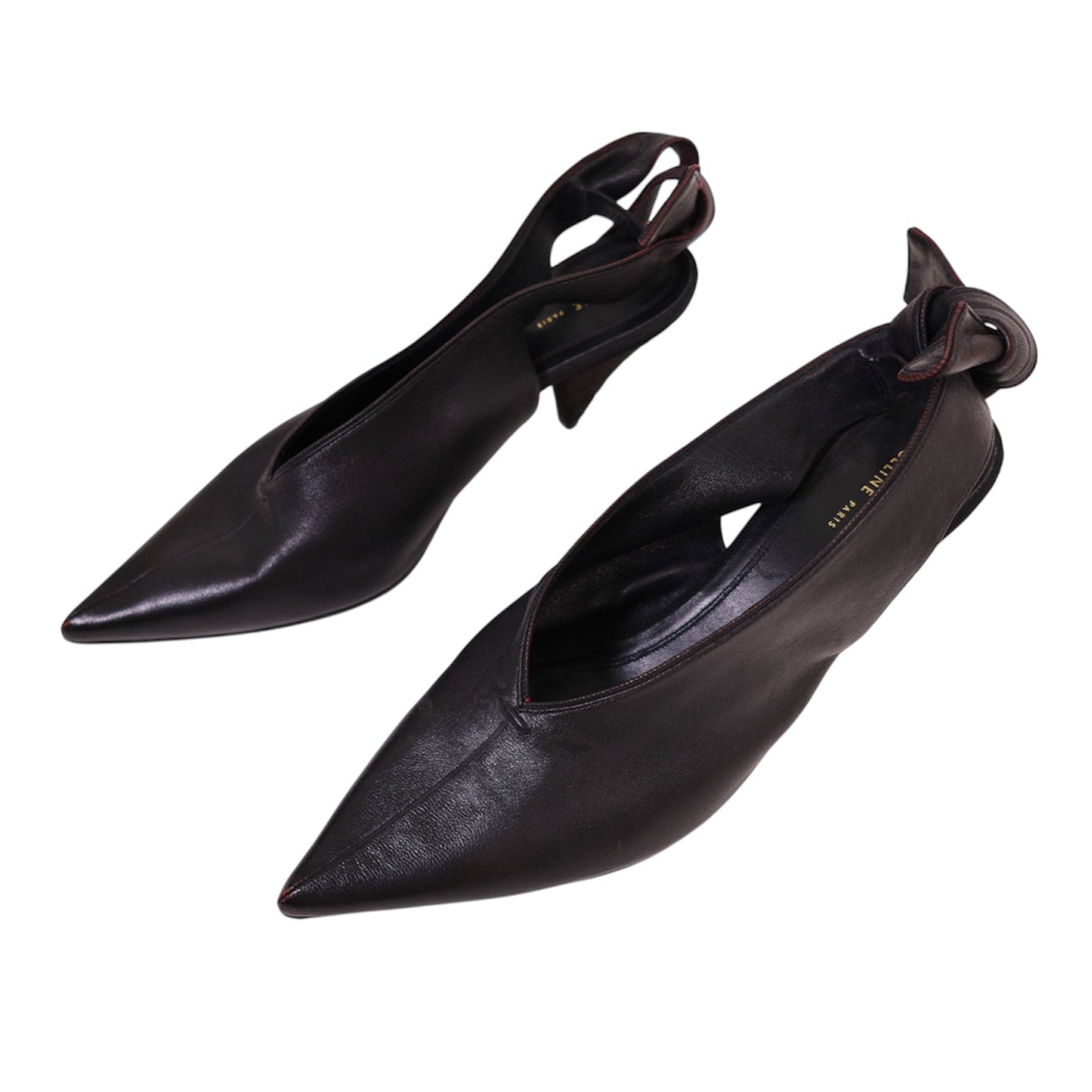 Celine Paris V-Neck Leather Slingback (Size 37)