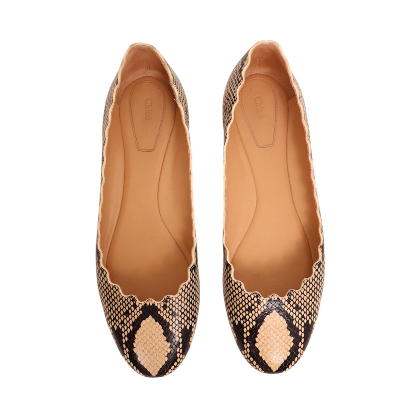 Chloe Leather Animal Print Flats (Size 40)