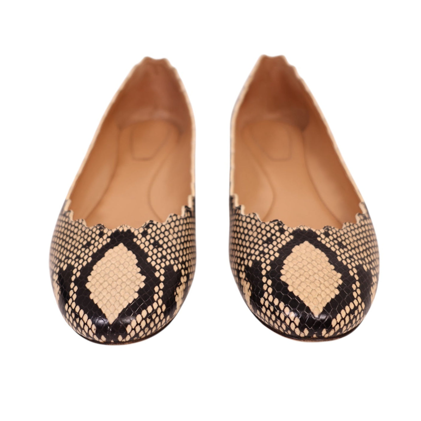 Chloe Leather Animal Print Flats (Size 40)