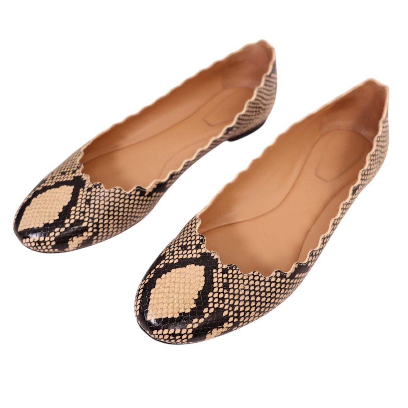 Chloe Leather Animal Print Flats (Size 40)
