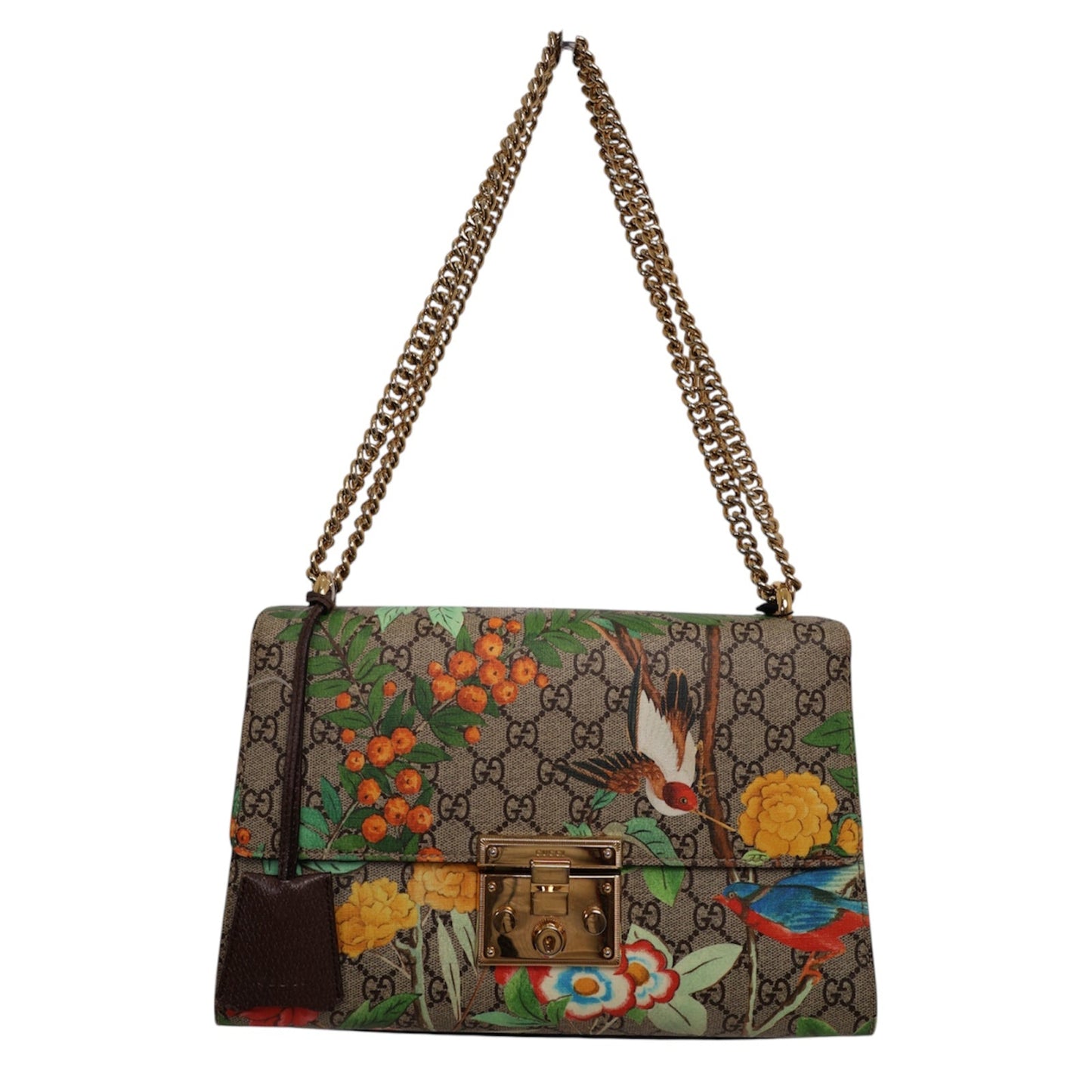 Gucci Tian Padlock Medium GG Supreme Floral Shoulder Bag