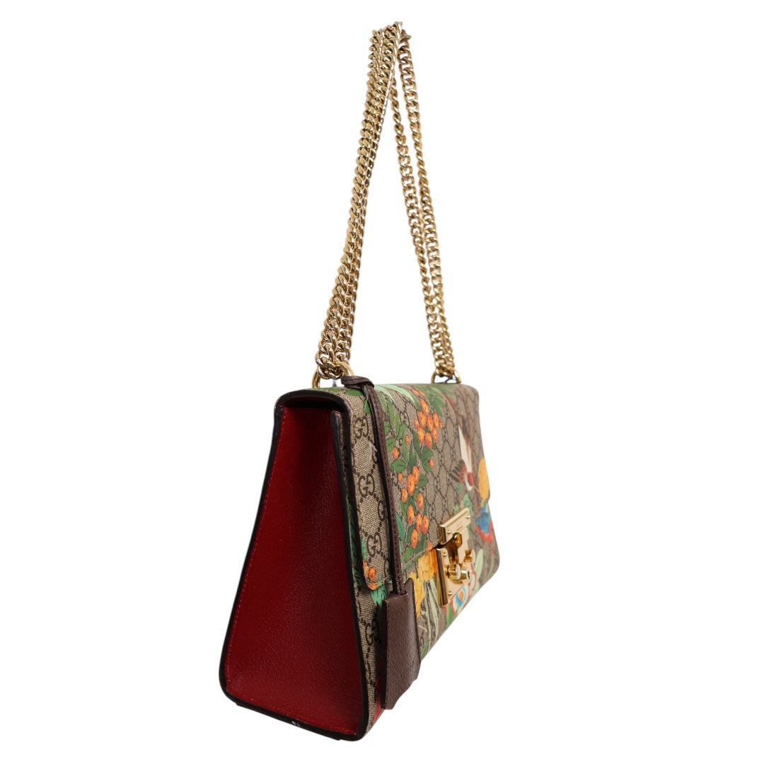 Gucci Tian Padlock Medium GG Supreme Floral Shoulder Bag