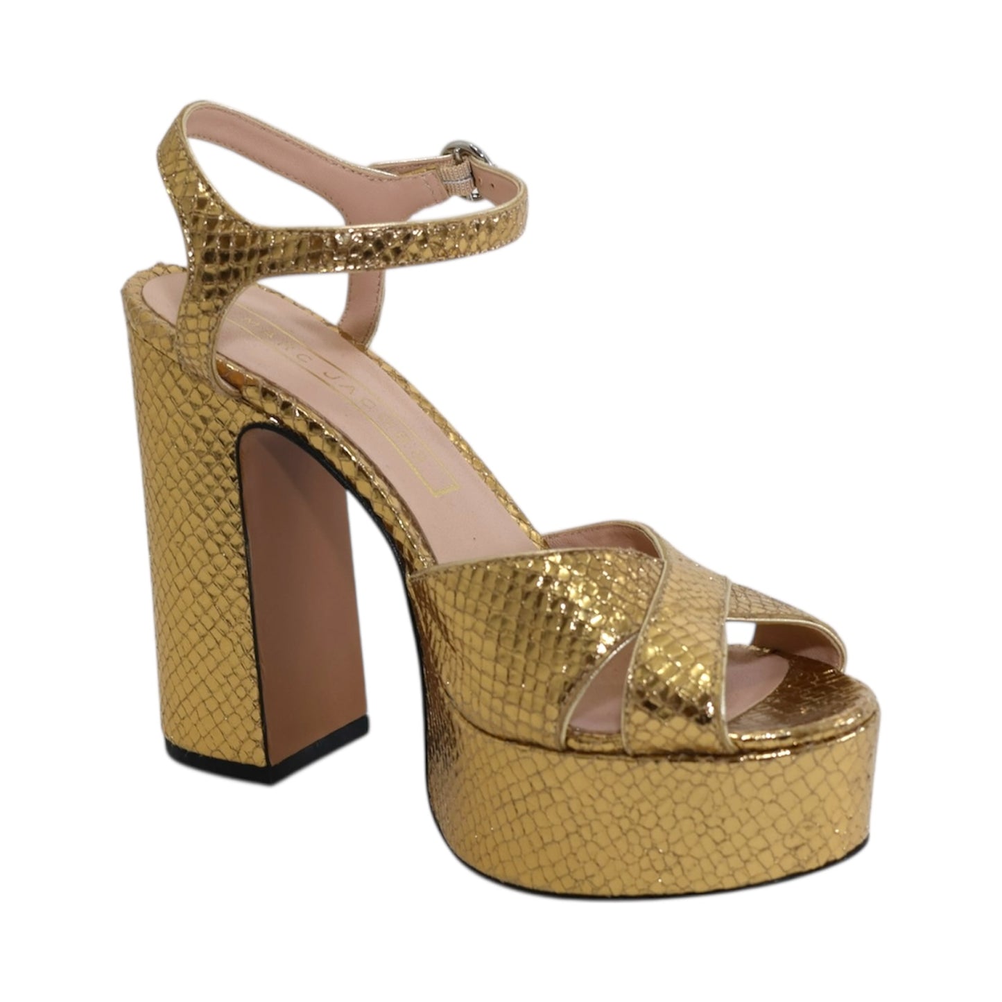Marc Jacobs Gold Snake Embossed Leather Platform Pumps (Size 36.5)