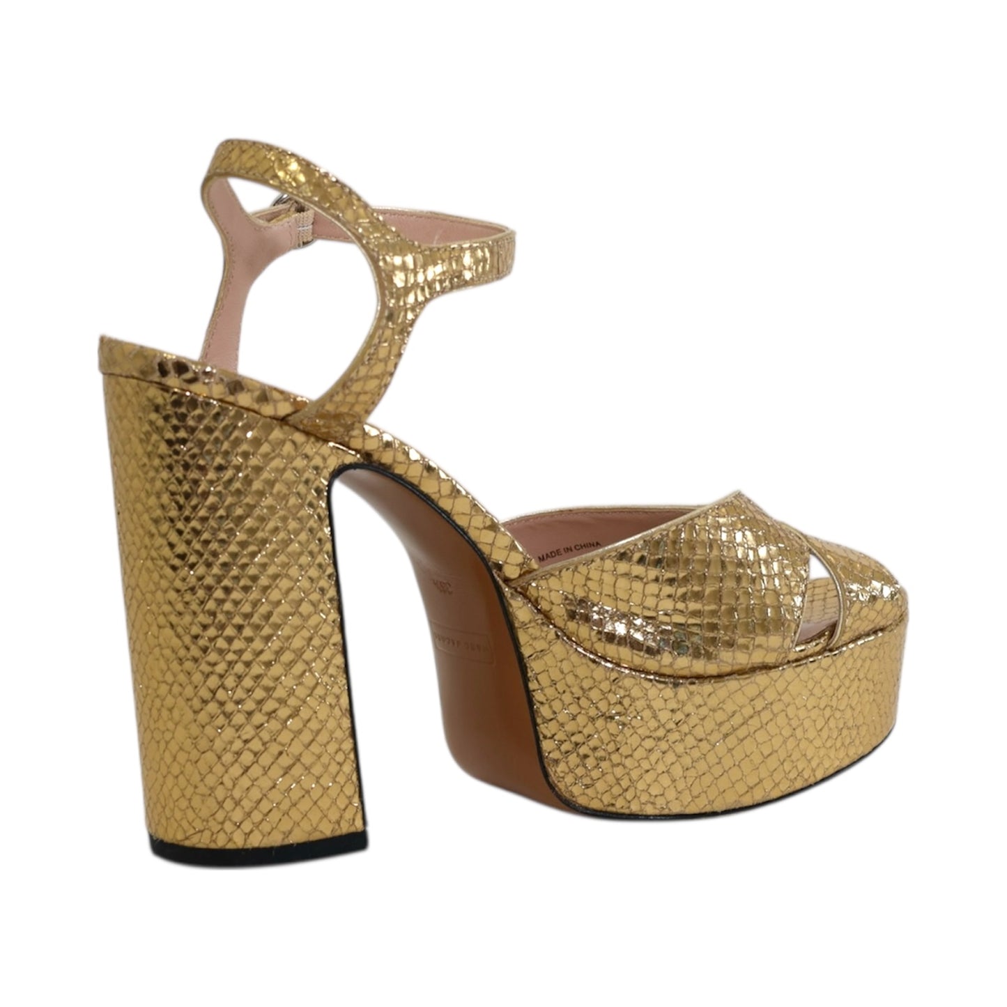 Marc Jacobs Gold Snake Embossed Leather Platform Pumps (Size 36.5)
