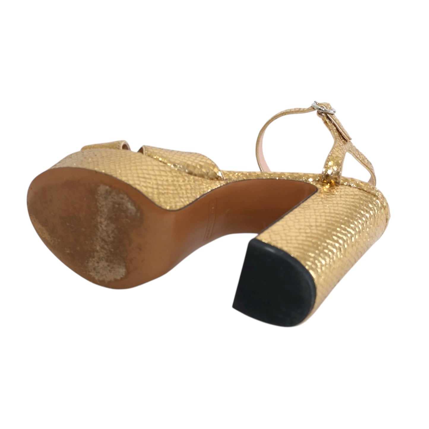 Marc Jacobs Gold Snake Embossed Leather Platform Pumps (Size 36.5)