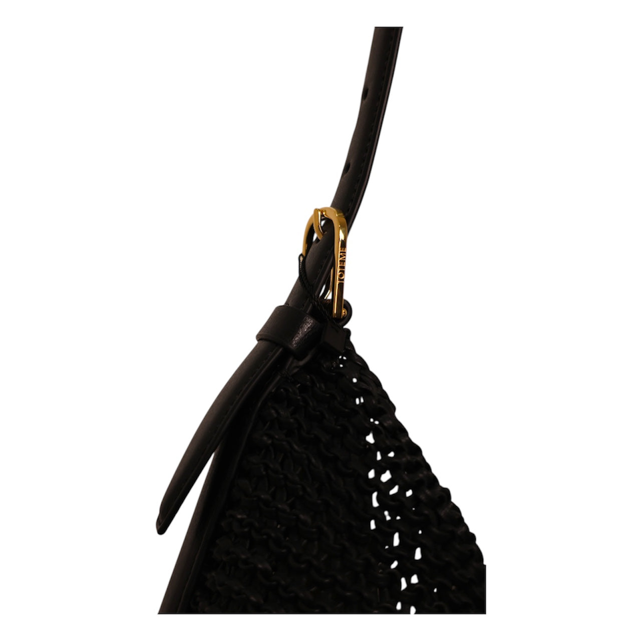Toteme Belted Woven Black Leather Tote Bag