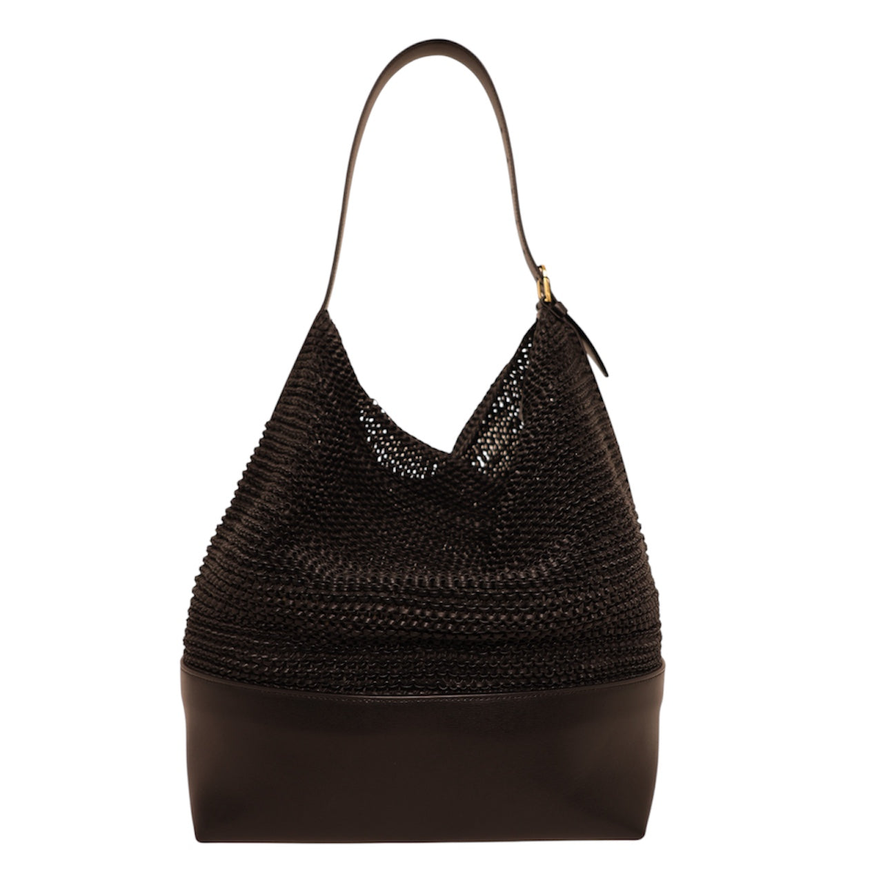 Toteme Belted Woven Black Leather Tote Bag