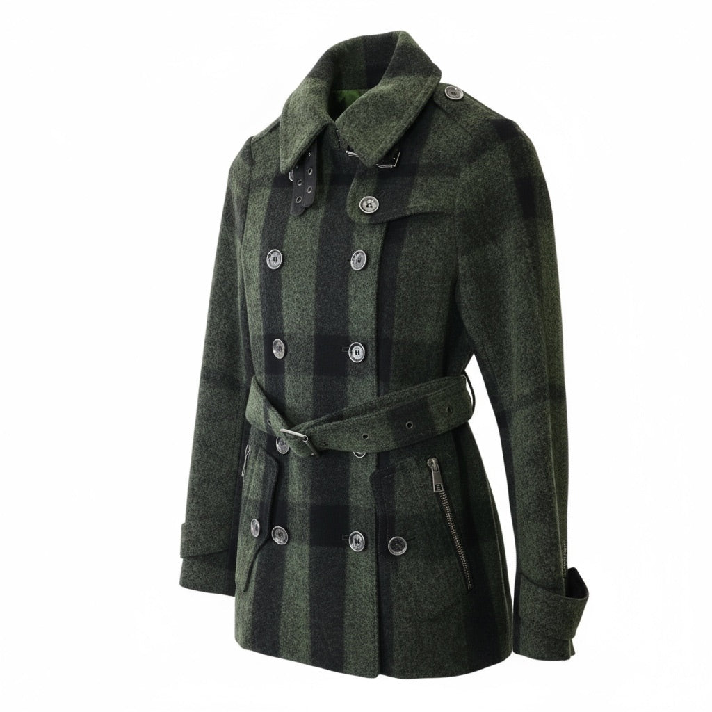 Burberry Brit Check Wool Belted Jacket