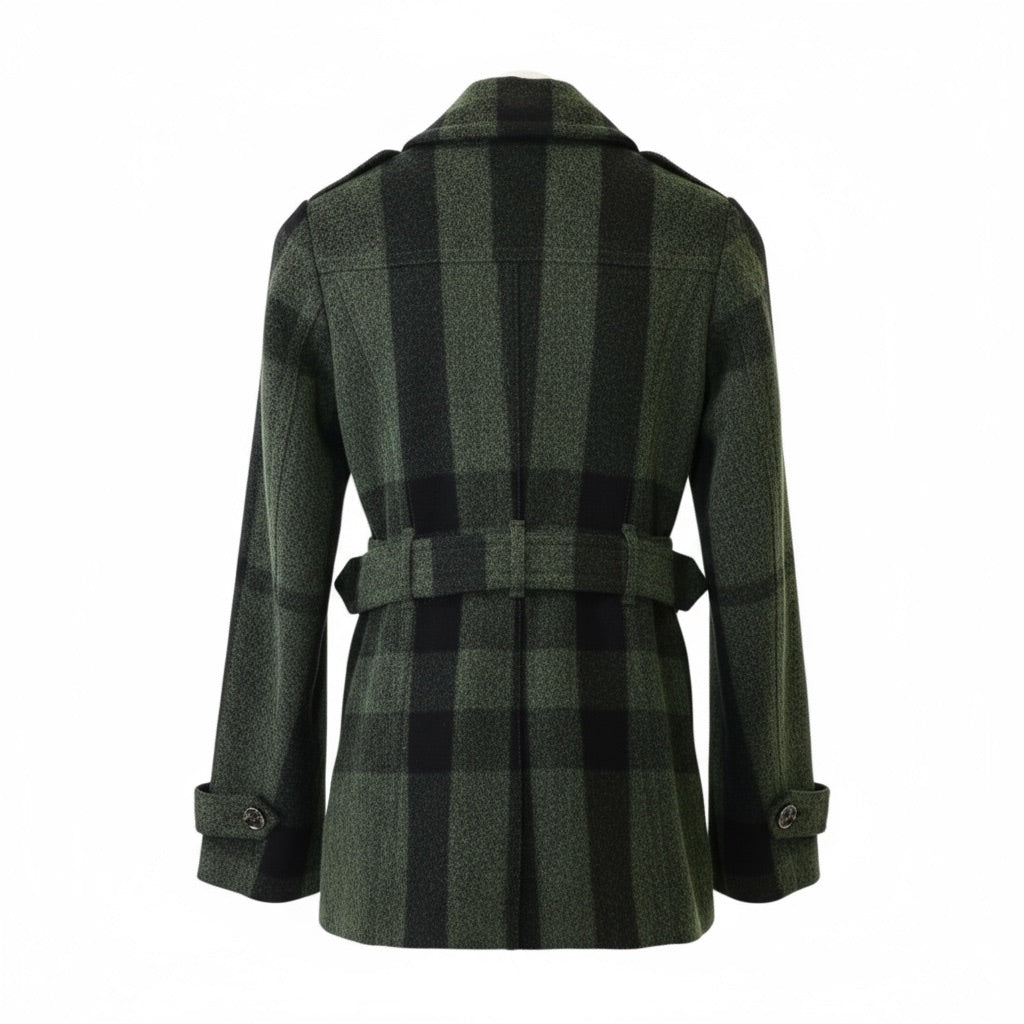Burberry Brit Check Wool Belted Jacket