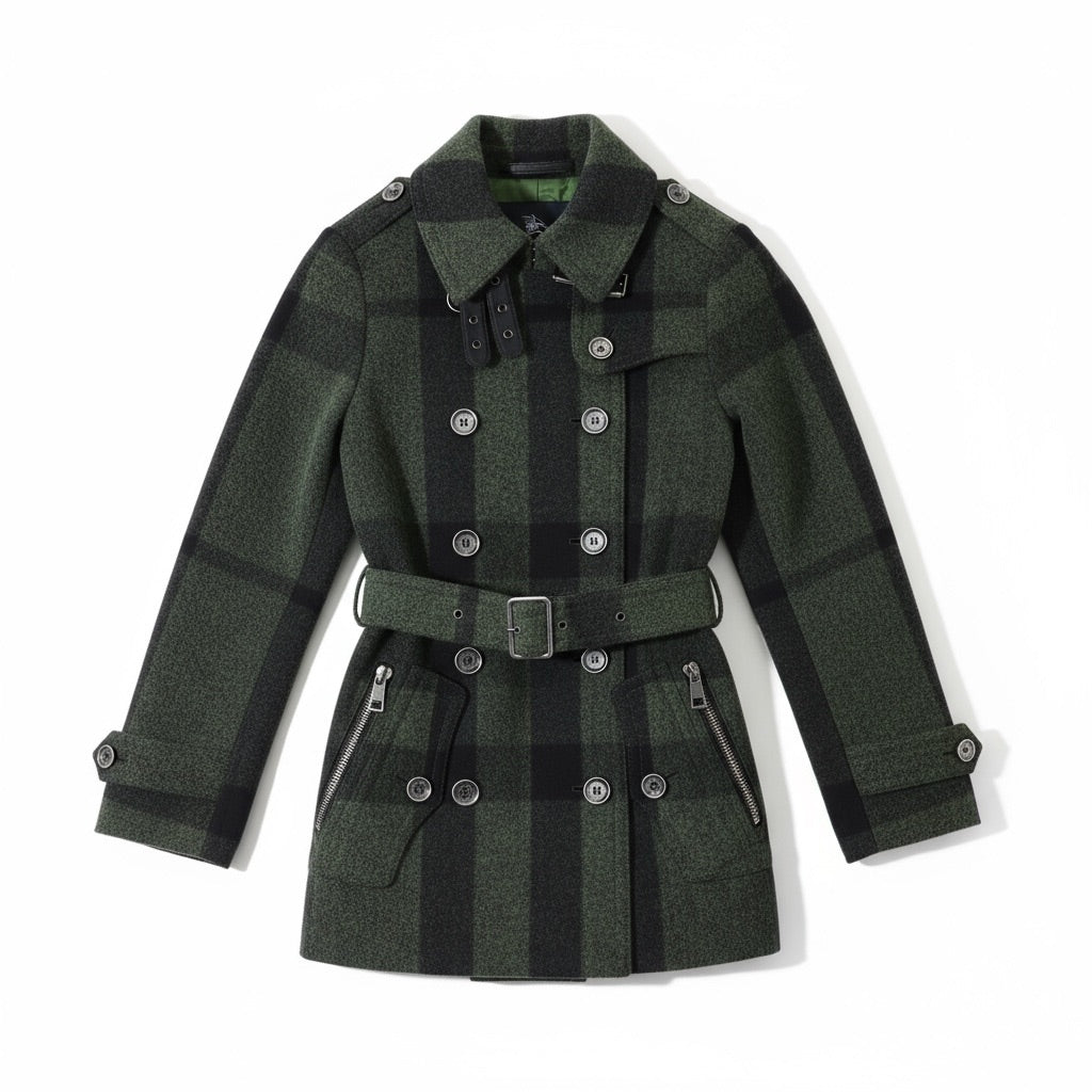 Burberry Brit Check Wool Belted Jacket