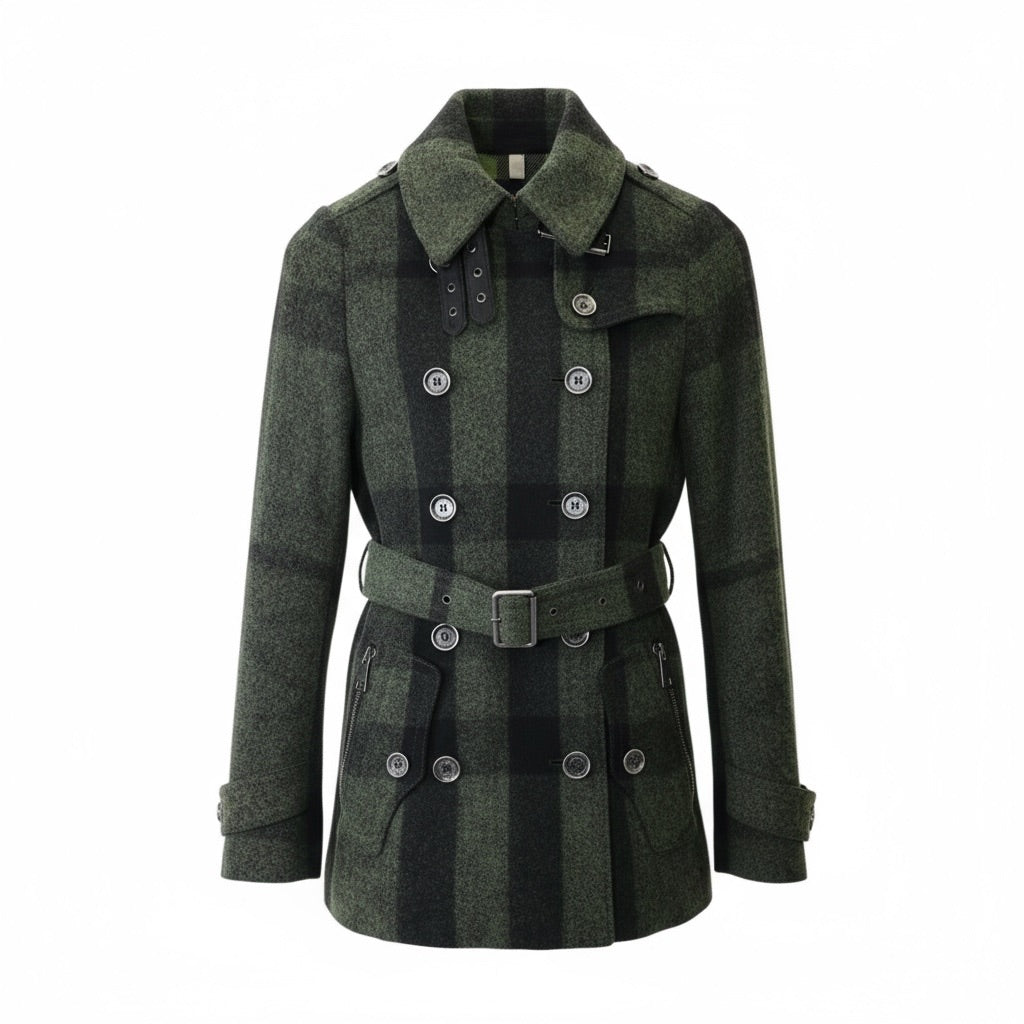 Burberry Brit Check Wool Belted Jacket
