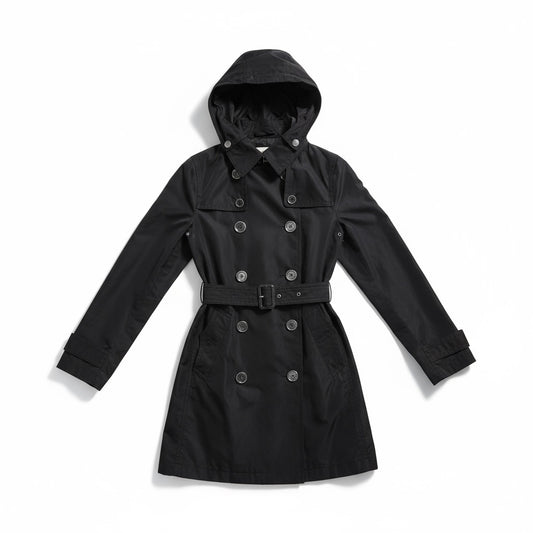 Burberry Brit Double Breasted Hooded Trench Coat